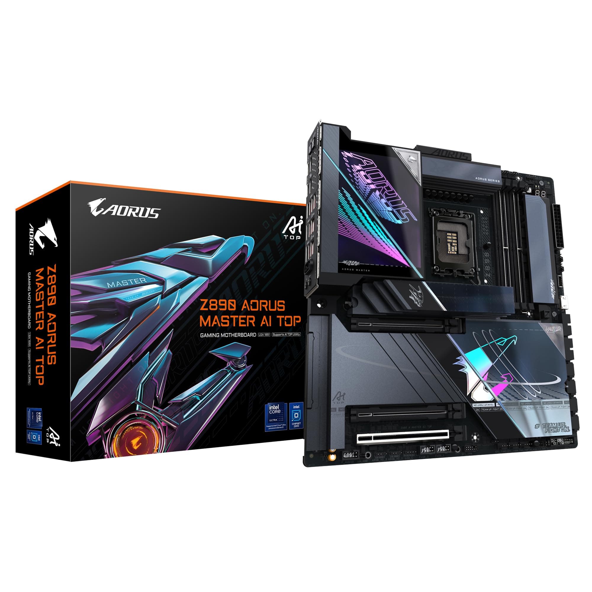 GIGABYTE Z890 AORUS Master AI TOP Motherboard - Unterstützt Intel Core Ultra (Serie 2) CPUs, 20+1+2 Phasen VRM, bis zu 9500MHz DDR5 (OC), PCIe 5.0 M.2, Wi-Fi 7, Thunderbolt 4 Bild 2