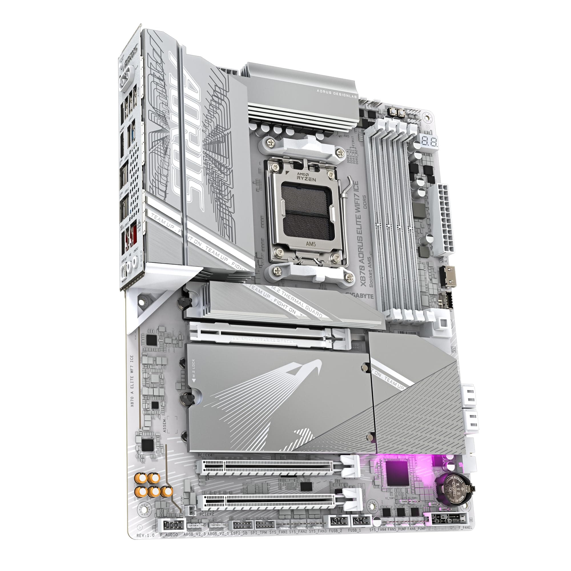 GIGABYTE X870 A Elite WIFI7 Ice-Mainboard - Unterstützt AMD Ryzen 9000 CPUs, digitales 16+2+2 Phasen VRM, bis zu 8000MHz DDR5 (OC), 3xPCIe 5.0, Wi-Fi 7, 2.5GbE LAN, USB 4 Bild 5