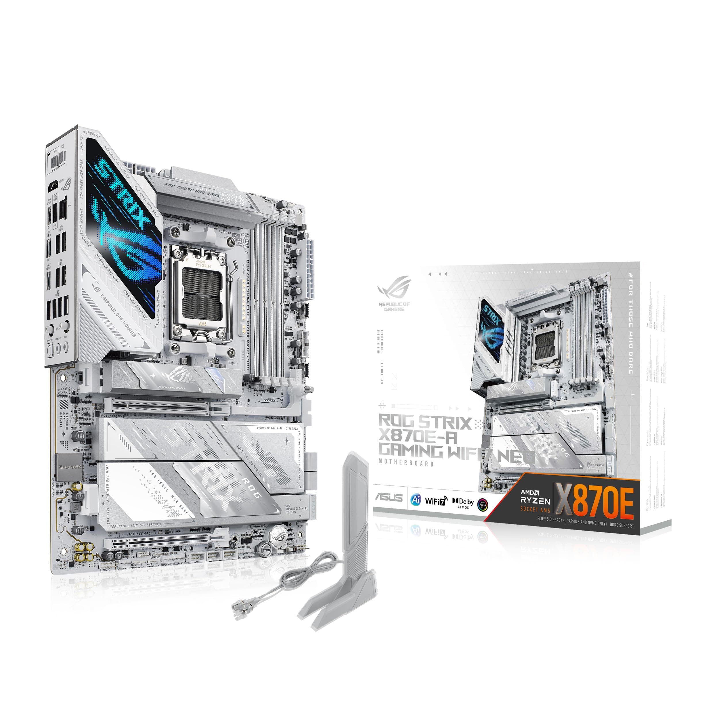 ASUS ROG Strix X870E-A Gaming WIFI7 Neo AMD ATX Mainboard, 16+2+2 Leistungsstufen, DDR5 Steckplätze, Vier M.2 Steckplätze, PCIe? 5.0 mit voller Unterstützung für GPU der nächsten Generation, WiFi 7
