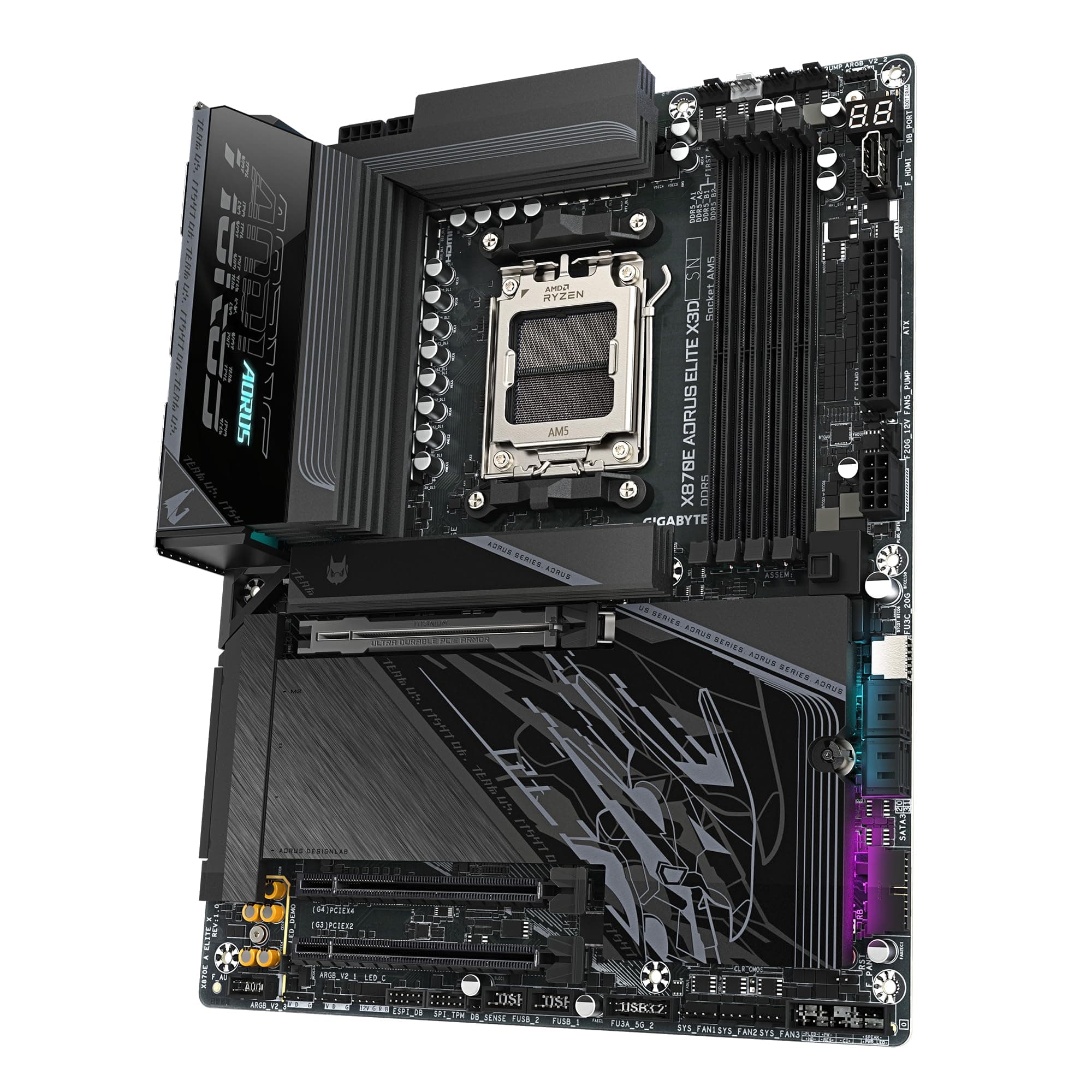 GIGABYTE X870E AORUS Elite X3D Mainboard – Unterstützt AMD Ryzen 9000 Prozessoren, 16+2+2-Phasen Digital-VRM, bis zu 9000 Hz DDR5 (OC), 2 x PCIe 5.0 + 2 x PCIe 4.0, Wi-Fi 7, 5 GbE LAN, USB 4 Bild 7