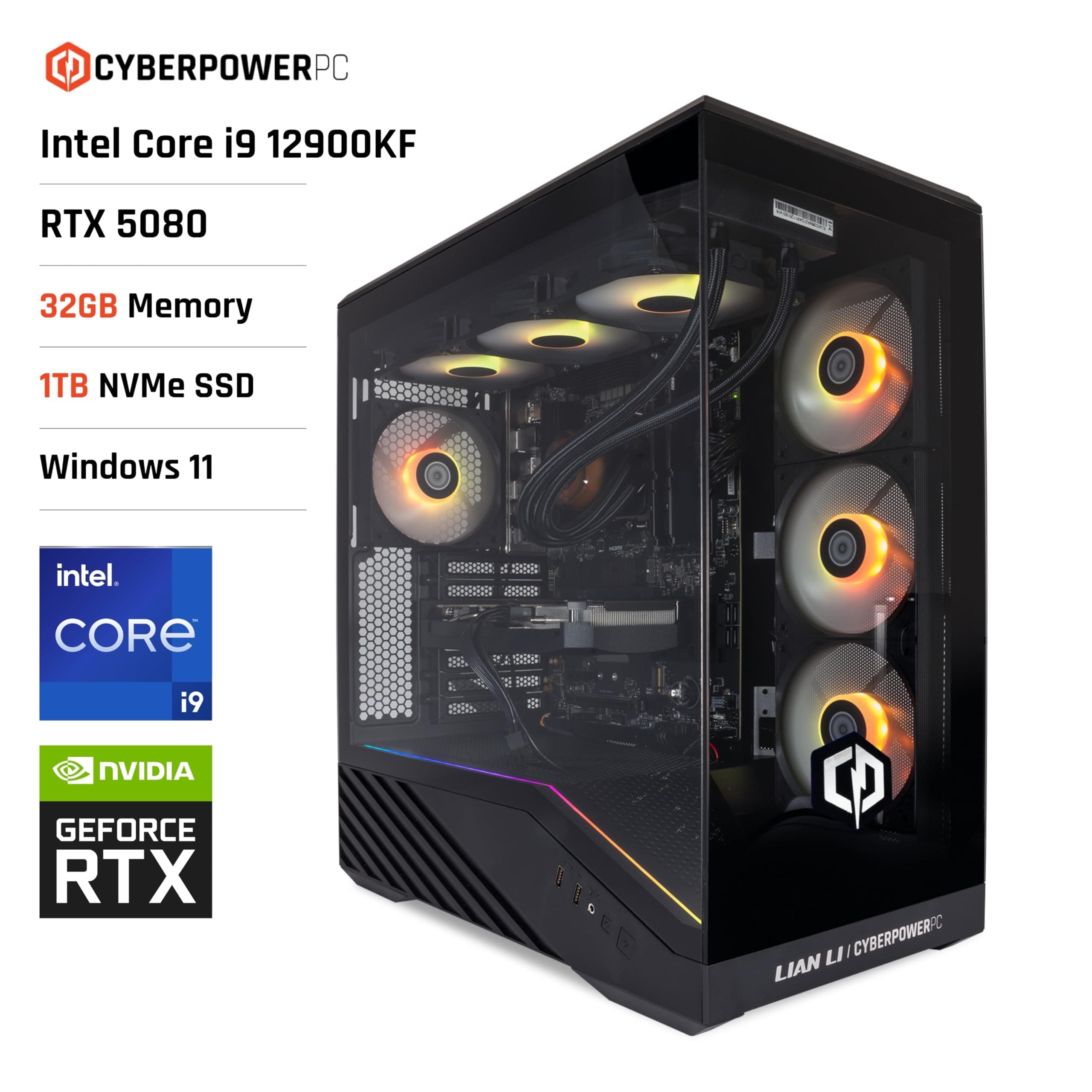CYBERPOWERPC Luxe Gaming PC - Intel Core i9 12900KF, Nvidia RTX 5080, 32GB RAM, 1TB NVMe SSD, 850W PSU, Windows 11, Liquid Cooling, V100R Intel Core i9 12900KF Nvidia RTX 5080 Bild 2