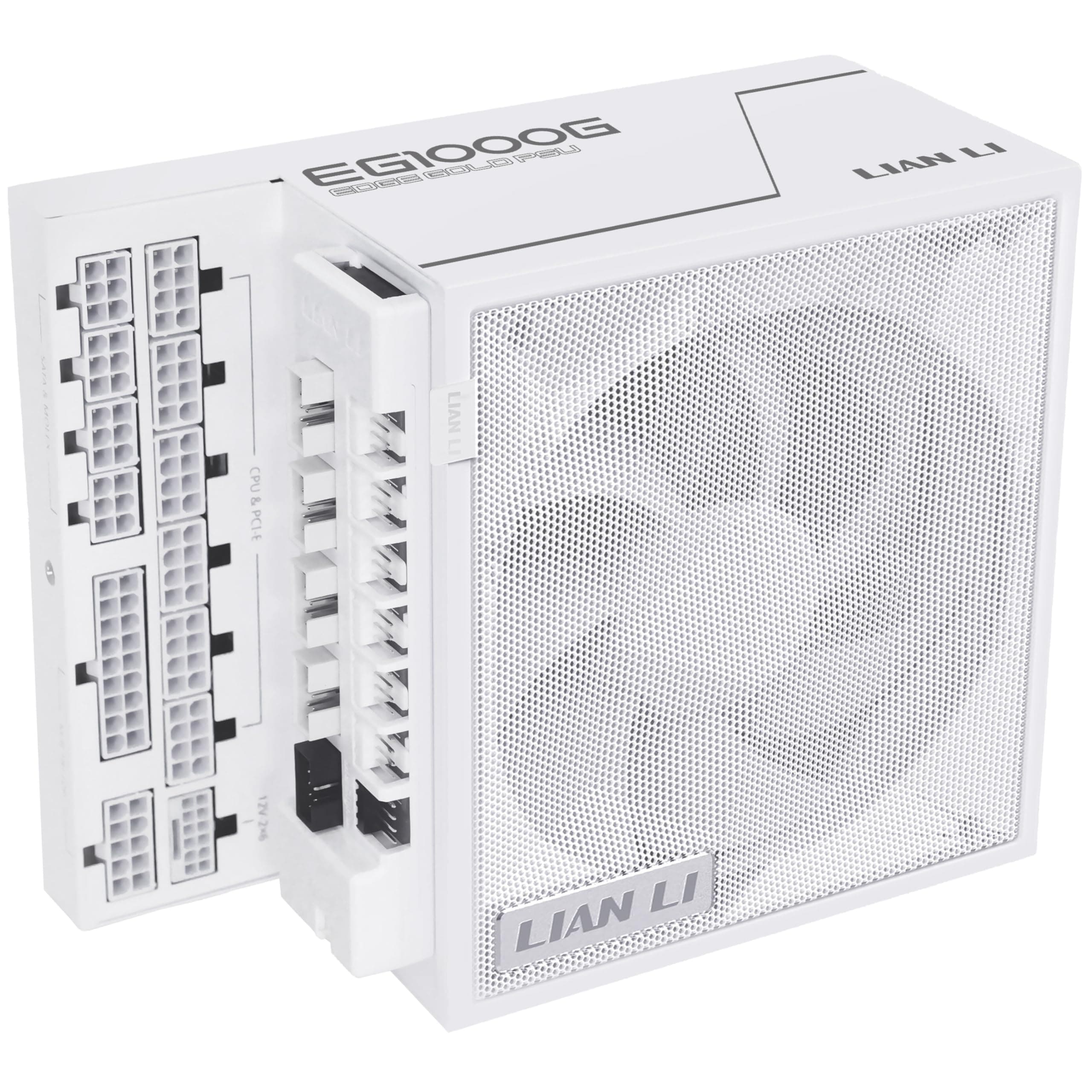 Lian Li Edge Gold 1000 PC Netzteil Weiß, 1000 Watt ATX Netzteil, PCIe 5.1, ATX 3.1 PSU | 80 Plus Gold, modular, Sleeved Cable Kit, 12VHPWR für NVIDIA RTX, leiser Lüfter, USB Hub & Fan Hub 1000W Weiß
