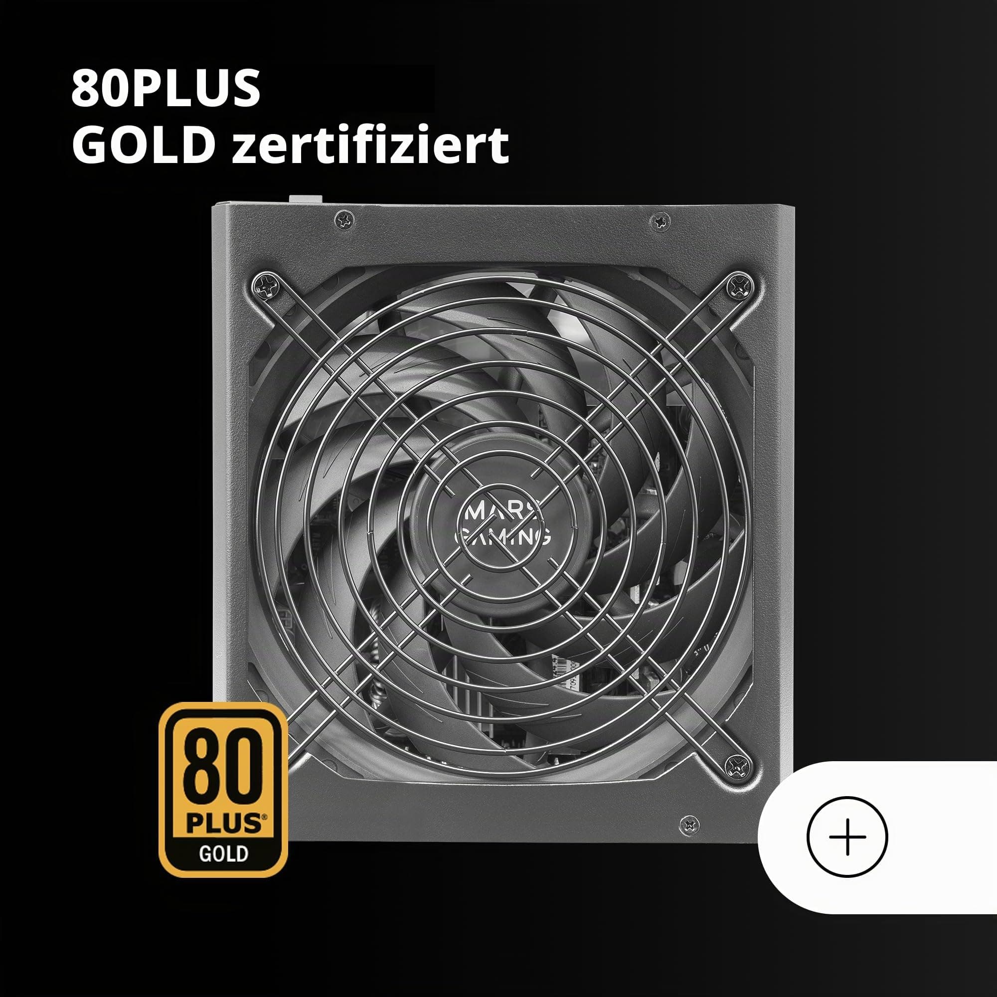 Mars Gaming MPB1000P, Modulares ATX 3.1 Netzteil 1000W, 10 Jahre Garantie, 80Plus Gold, 140mm AI-RPM Lüfter, Japanische Kondensatoren, PCIe 5.1 und APFC Unterstützung, DC-DC + SMD Technologie, Schwarz Bild 3
