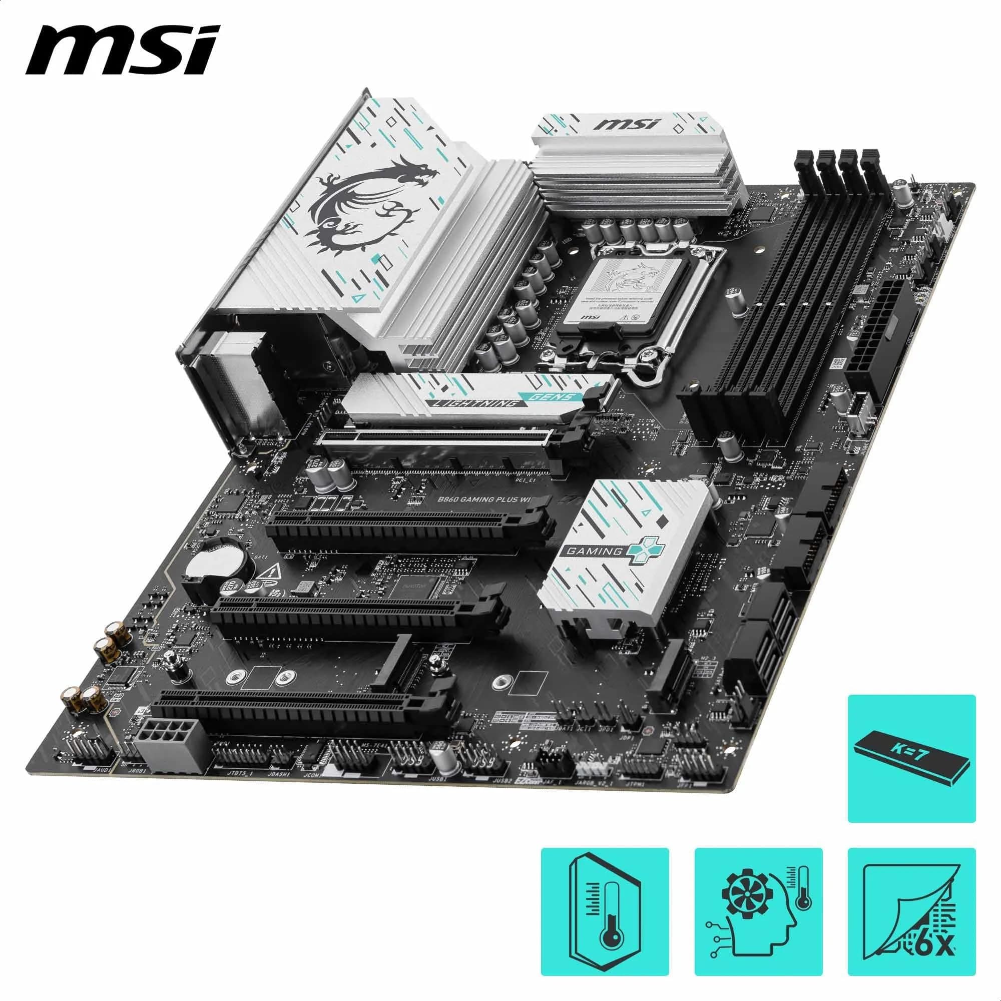 MSI B860 Gaming Plus WiFi Mainboard, ATX - Unterstützt Intel Core Ultra Prozessoren (Series 2), LGA 1851 - DDR5 Memory Boost 8600+ MT/s (OC), PCIe 5.0 x16 x16, M.2 Gen5, Intel Killer 5G LAN, Wi-Fi 7 Bild 7
