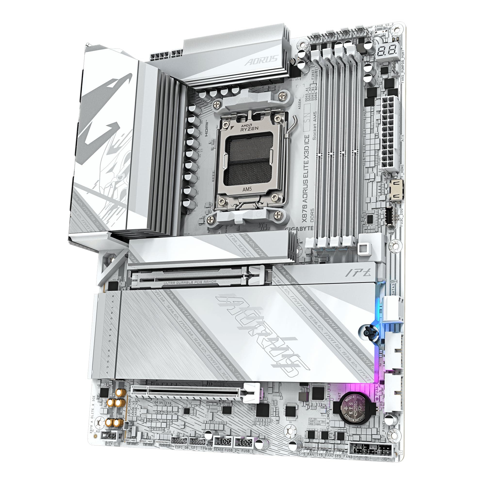 GIGABYTE X870 AORUS Elite X3D Ice Mainboard - Unterstützt AMD Ryzen 9000 Prozessoren, 16+2+2 Phasen Digital-VRM, bis zu 9000Hz DDR5 (OC), 2xPCIe 5.0 + 2xPCIe 4.0, Wi-Fi 7, 2.5GbE LAN, USB 4 Bild 7