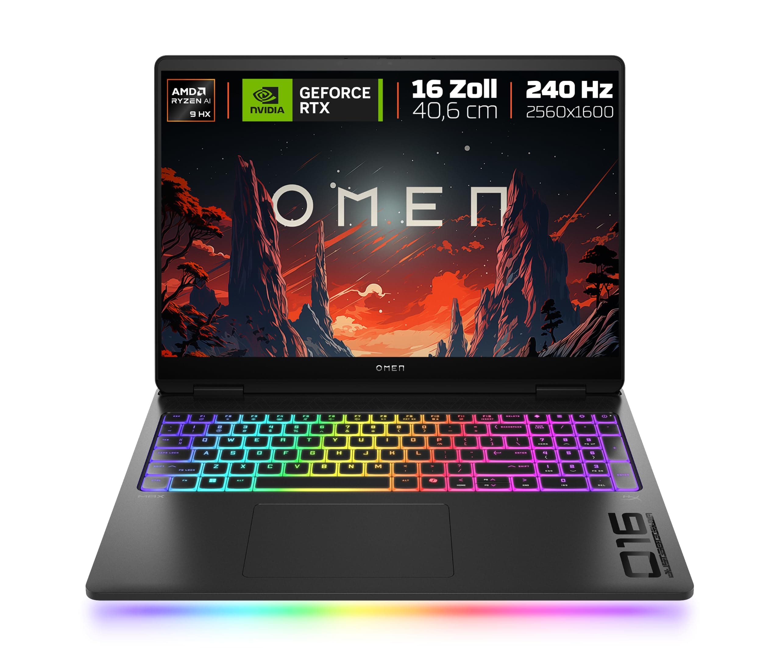 HP Omen Gaming Laptop (16" 2.5K Display, AMD Ryzen AI 9, 32GB RAM, NVIDIA GeForce RTX 5080, 1TB, Win11, QWERTZ) - Schwarz AMD Ryzen AI 9 HX 375 NVIDIA GeForce RTX 5080 WQXGA-Display 240 Hz