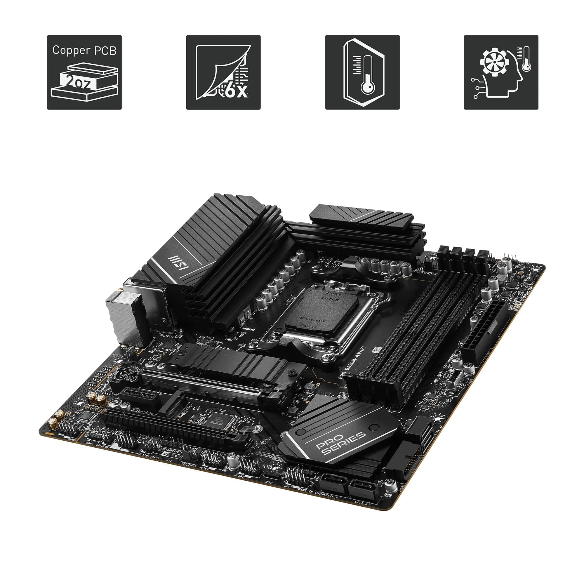 MSI PRO B650M-A WiFi Mainboard, Micro-ATX - Unterstützt Ryzen 9000, 8000 & 7000 Serie Prozessoren, AM5 - DDR5 Memory Boost 6400+MHz/OC, 2 x PCIe 4.0 x16, 2 x M.2 Gen4, Wi-Fi 6E Bild 7