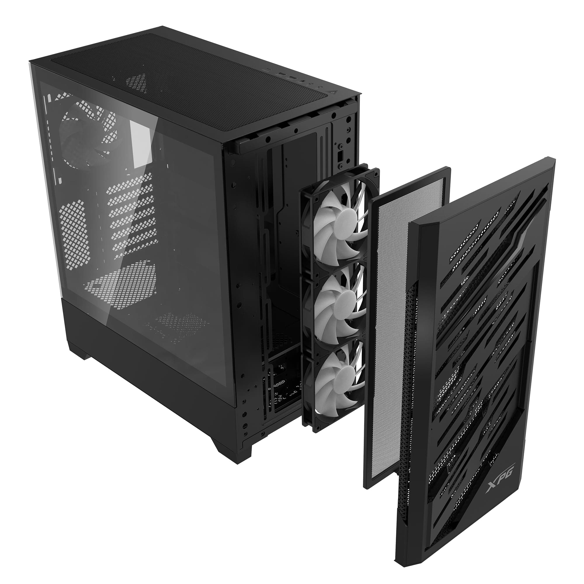 XPG STARKER AIR BTF, Mid-Tower-Airflow PC-Gehäuse, 4 vorinstallierte 120mm RGB Lüfter, gehärtete Glasschreibe, 360mm Radiatoren Bild 7