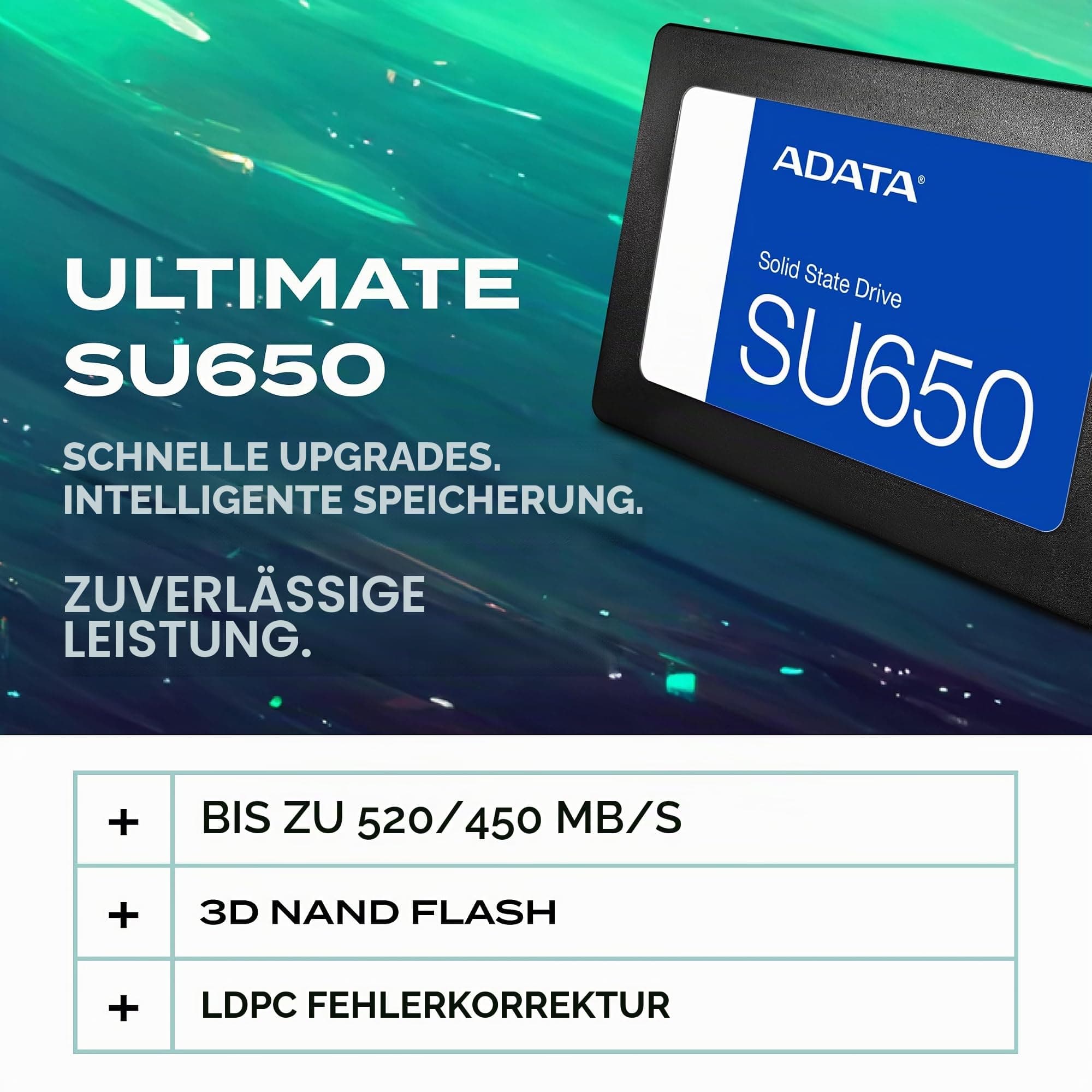 SSD ADATA SU650 2,5 512 GB, ASU650SS-512GT-R, Schwarz Bild 3