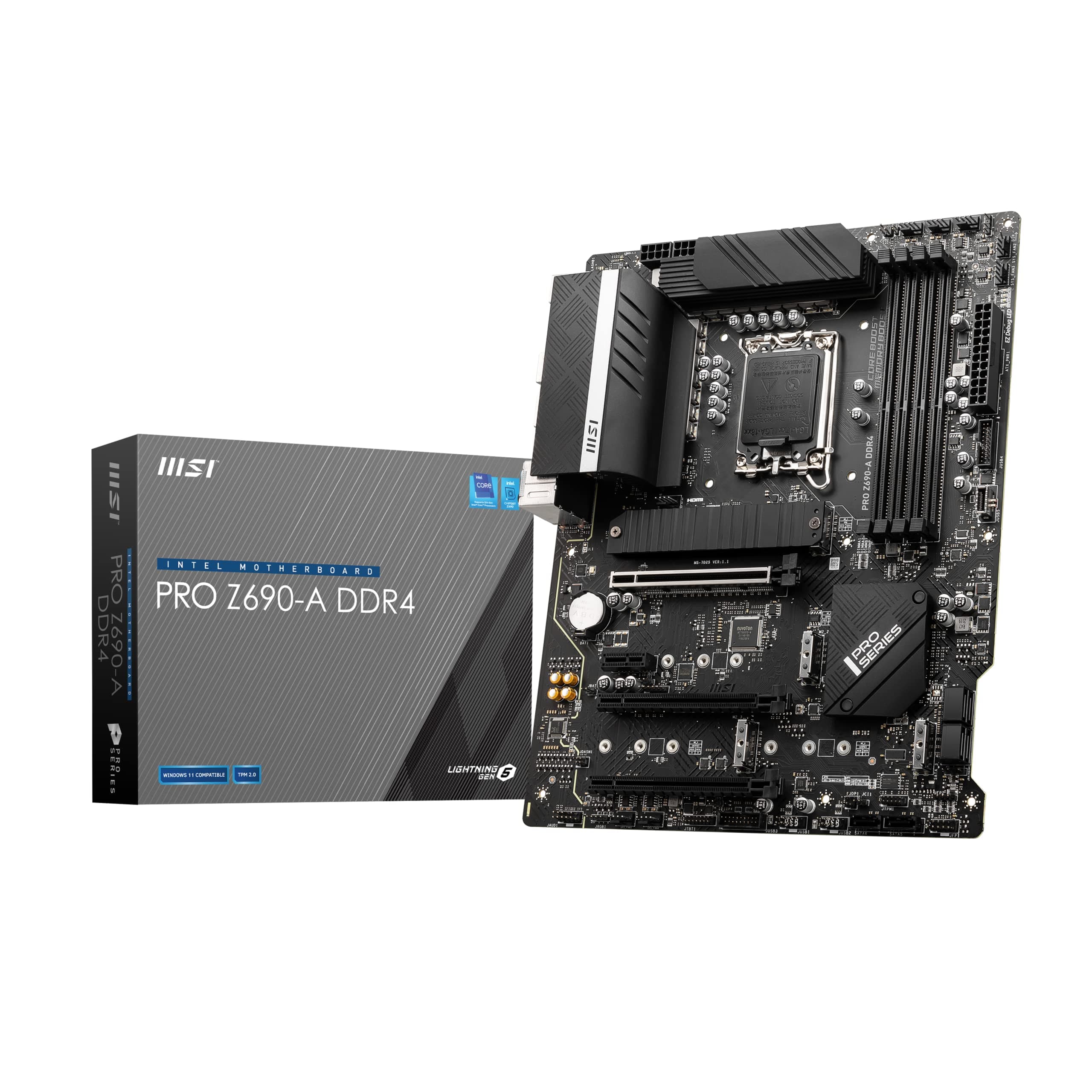 MSI PRO Z690-A DDR4 Mainboard ATX, unterstützt Intel Core Prozessoren 12. Generation, LGA 1700, 14 Duet Rail 55A VRM, Memory Boost 5200MHz/OC, 1 x PCIe 5.0 x16, 3 x M.2 Gen4 x4, 2.5G LAN Bild 2