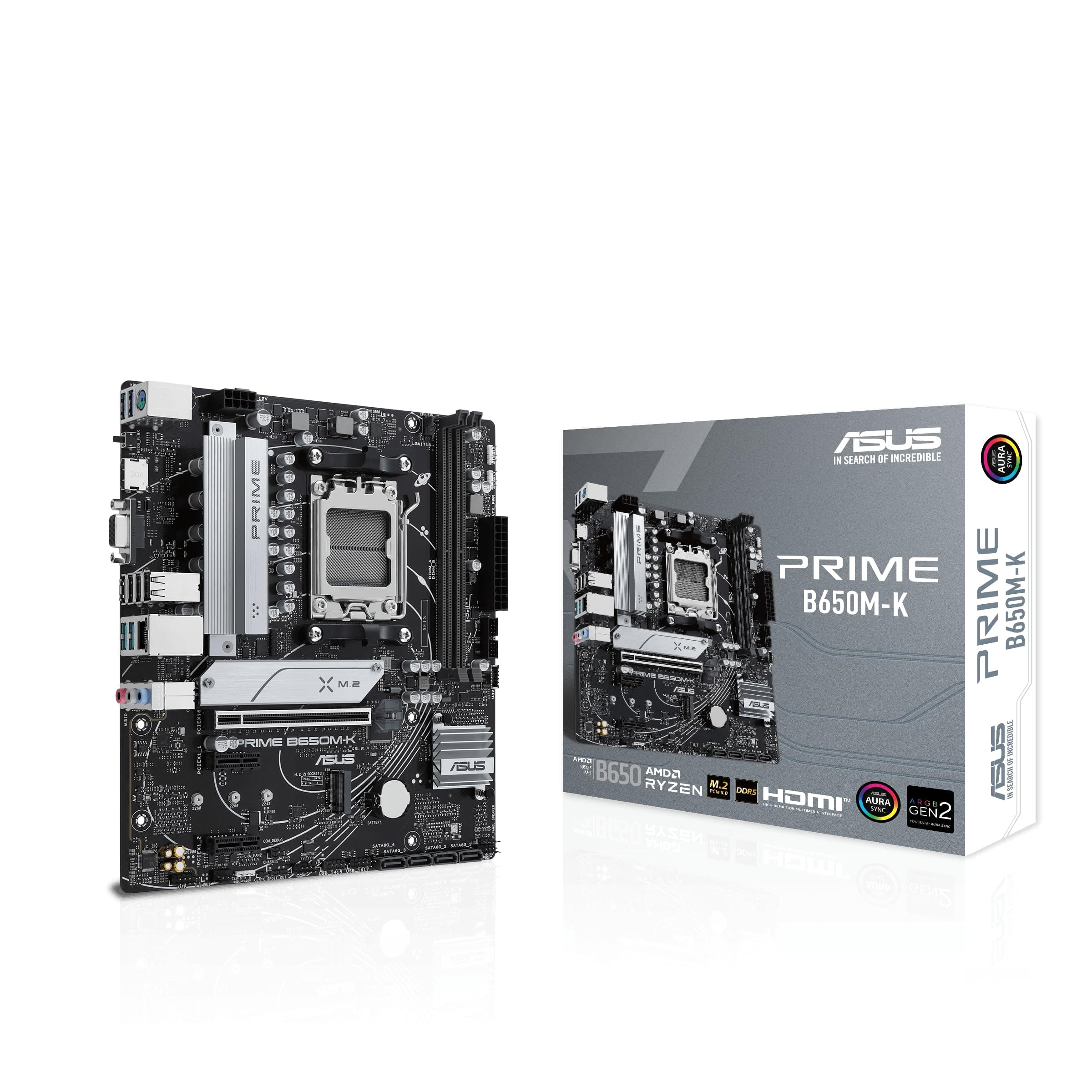 ASUS Prime B650M-K Mainboard Sockel AMD AM5 (Ryzen 7000, Micro-ATX, DDR5 Speicher, PCIe 5.0, BIOS Flashback, USB 3.2 Gen 2, Aura Sync) Bild 2
