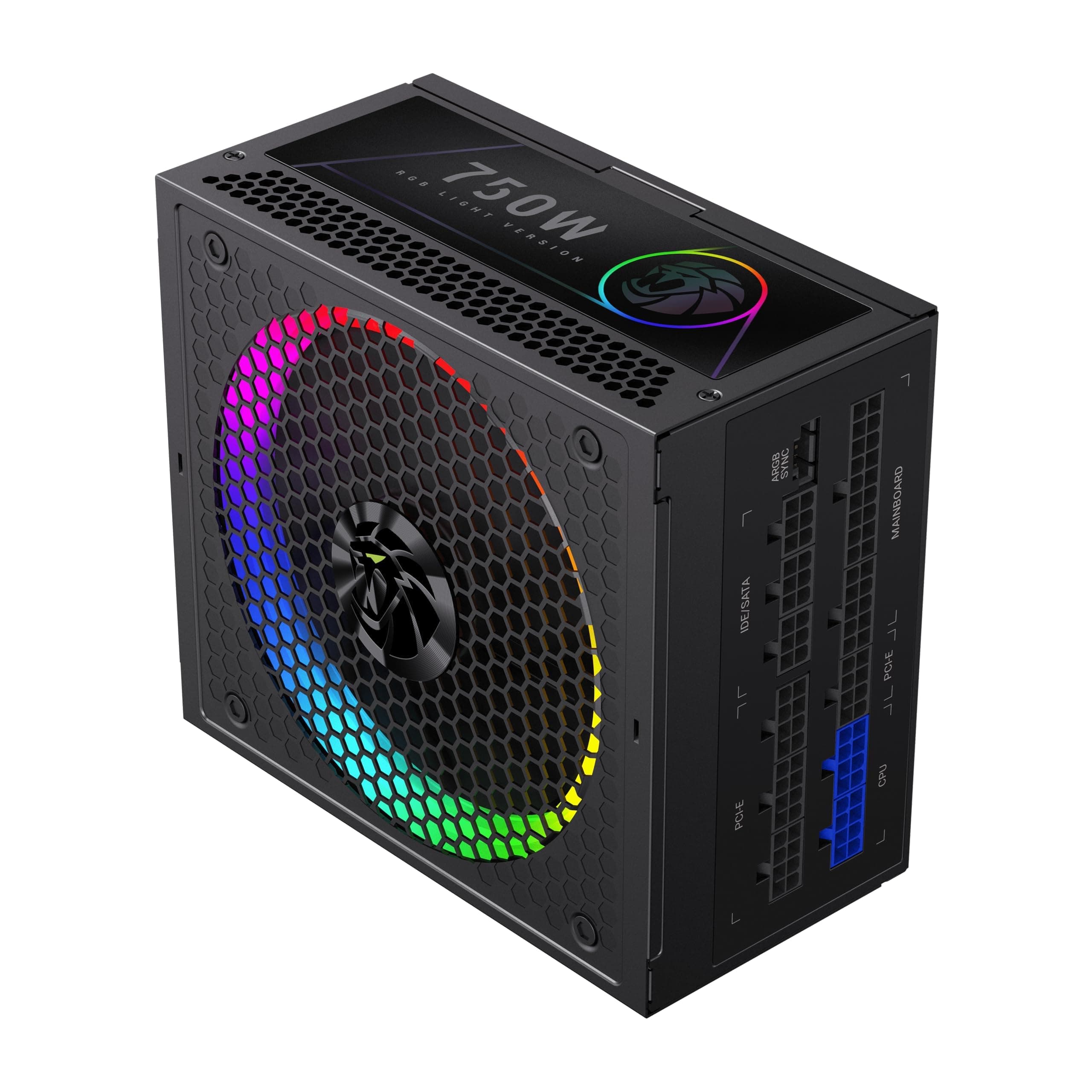 GAMEMAX RGB 750G Netzteil PC 750W Vollmodulares, 80 Plus Gold, LLC+DC‑DC, ARGB Sync, Japanische Kondensatoren, 140mm ARGB FDB Lüfter, 9 Schutzfunktionen, 10 Jahre Garantie, Schwarz 750W Schwarz