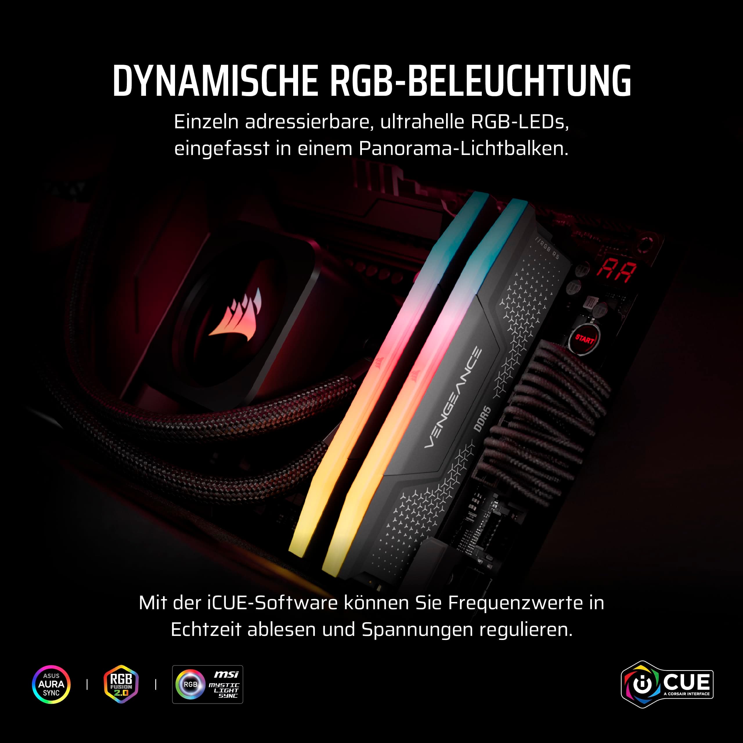 CORSAIR Vengeance RGB RS DDR5 RAM 64GB (2x32GB) Bis zu 6000MHz CL40-50-50-96 1.35V AMD Expo & Intel XMP 3.0 Desktop-Arbeitsspeicher – Grau (CMG64GX5M2D6000Z40) 64GB (2x32GB) 6000MHz Grau Bild 7