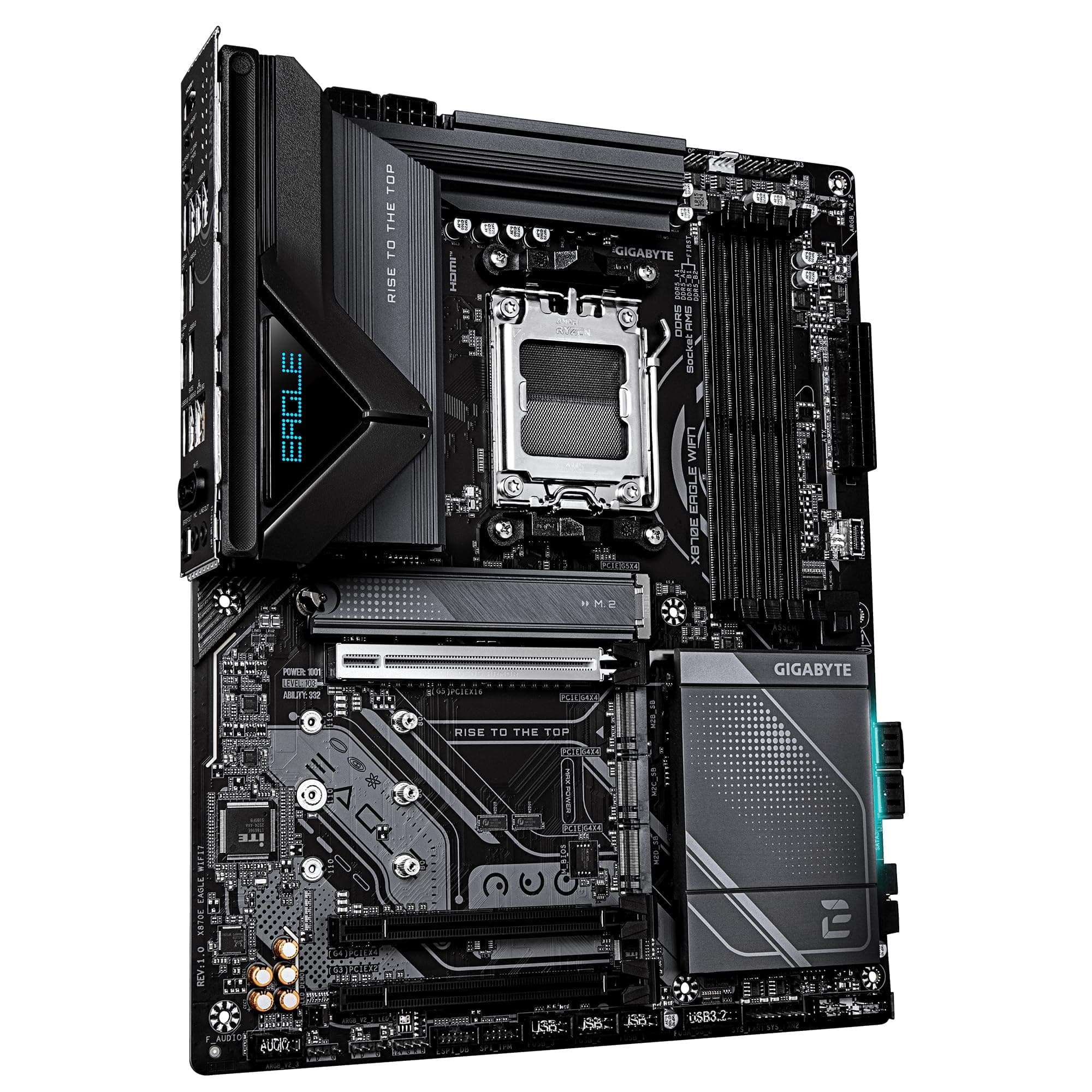 GIGABYTE X870E Eagle WIFI7 Mainboard – Unterstützt AMD Ryzen 9000 CPUs, digitales 16+2+2-Phasen-VRM, bis zu 8200 MHz DDR5 (OC), 1× PCIe 5.0 + 3× PCIe 4.0, Wi-Fi 7, 5-GbE-LAN, USB 4 Bild 5