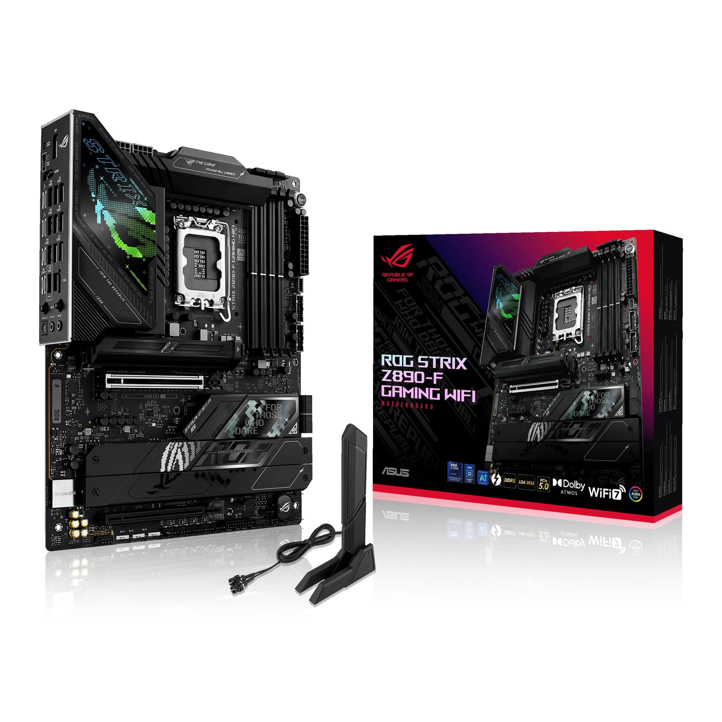 ASUS ROG Strix Z890-F Gaming WiFi Mainboard Sockel Intel LGA 1851 (ATX, Advanced AI, DDR5, WiFi 7, 5X M.2, Q-Release, PCIe 5.0, 2X Thunderbolt 4, DIMM Fit) Bild 2