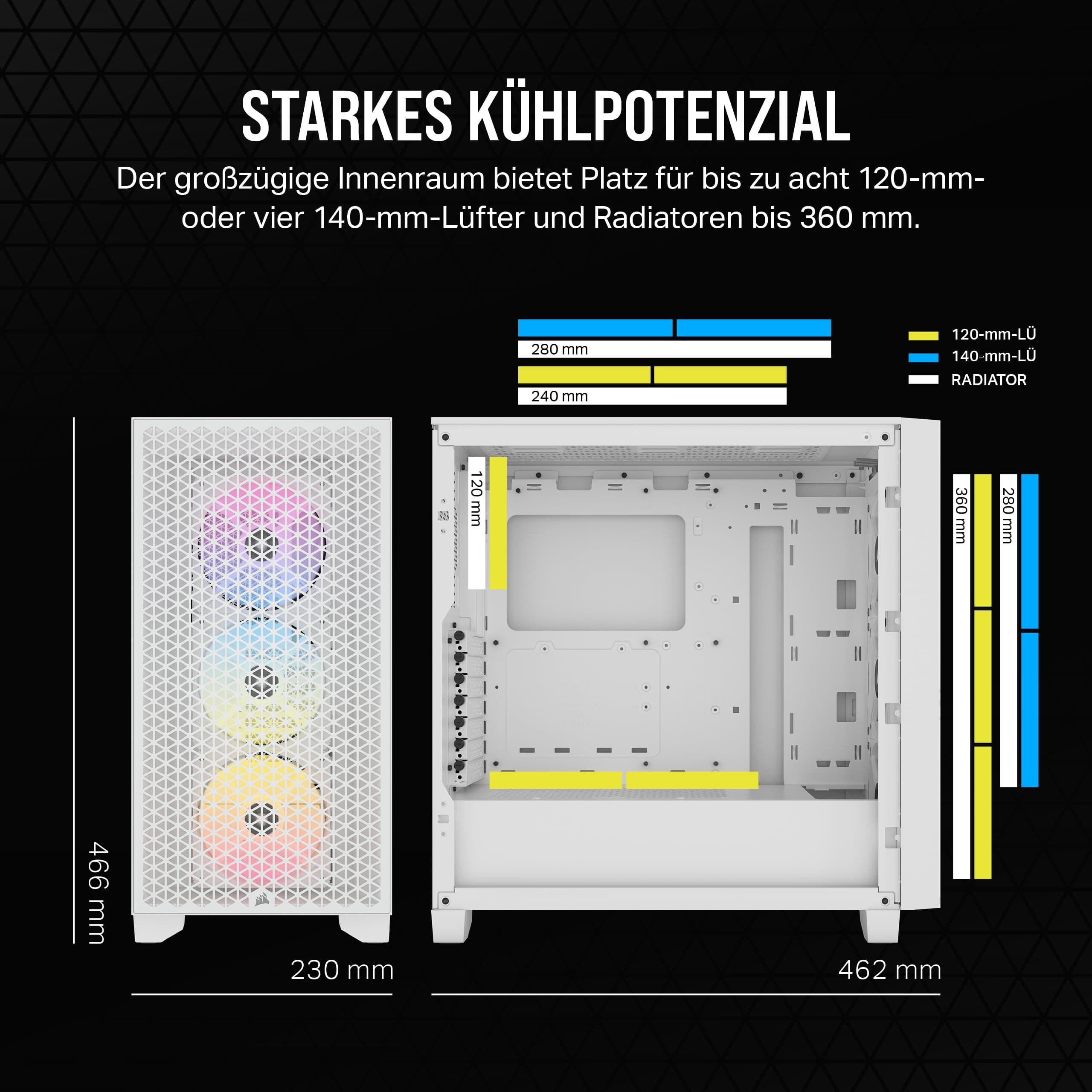 Case Pc - Corsair - 3000d Rgb Airflow - MiD-Tower Atx - 3 Ventole Ar120 Rgb - Bianco - (cC-9011256-Ww) 3000D RGB AIRFLOW Weiß Bild 5
