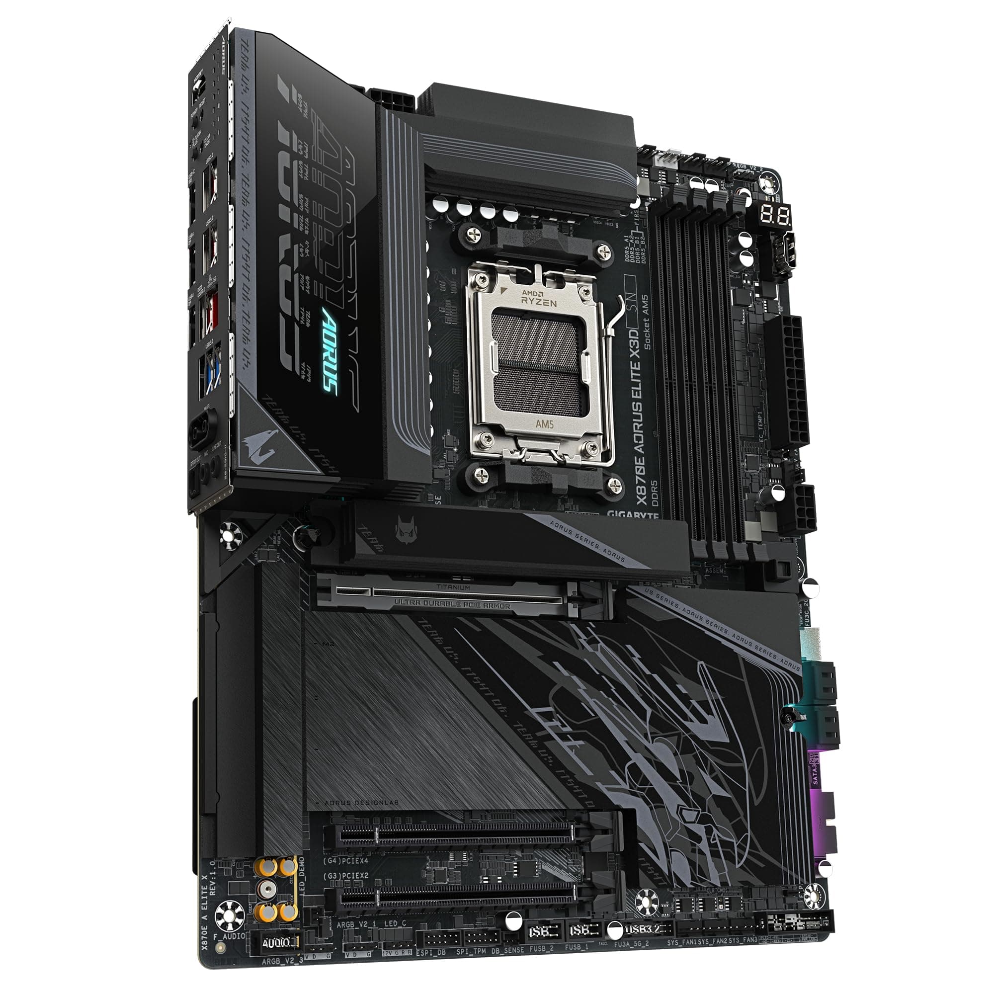 GIGABYTE X870E AORUS Elite X3D Mainboard – Unterstützt AMD Ryzen 9000 Prozessoren, 16+2+2-Phasen Digital-VRM, bis zu 9000 Hz DDR5 (OC), 2 x PCIe 5.0 + 2 x PCIe 4.0, Wi-Fi 7, 5 GbE LAN, USB 4 Bild 5
