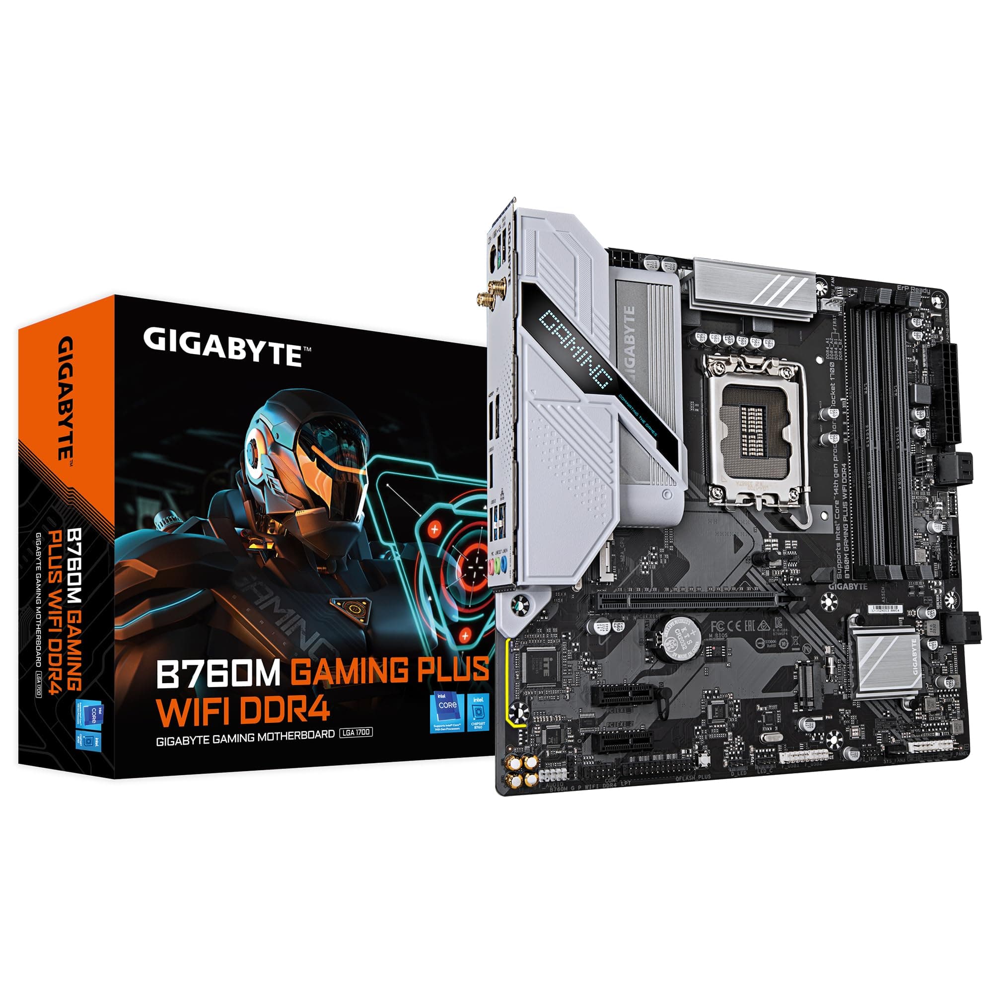 GIGABYTE B760M Gaming Plus WiFi DDR4-Mainboard - Unterstützt 14. Gen. Intel Core CPUs, 4+1+1 Phasen VRM, bis zu 5333 MHz DDR4 (OC), 2xPCIe 4.0 M.2, Wi-Fi 6, 1 GbE LAN, USB 3.2 Gen 1 Bild 2