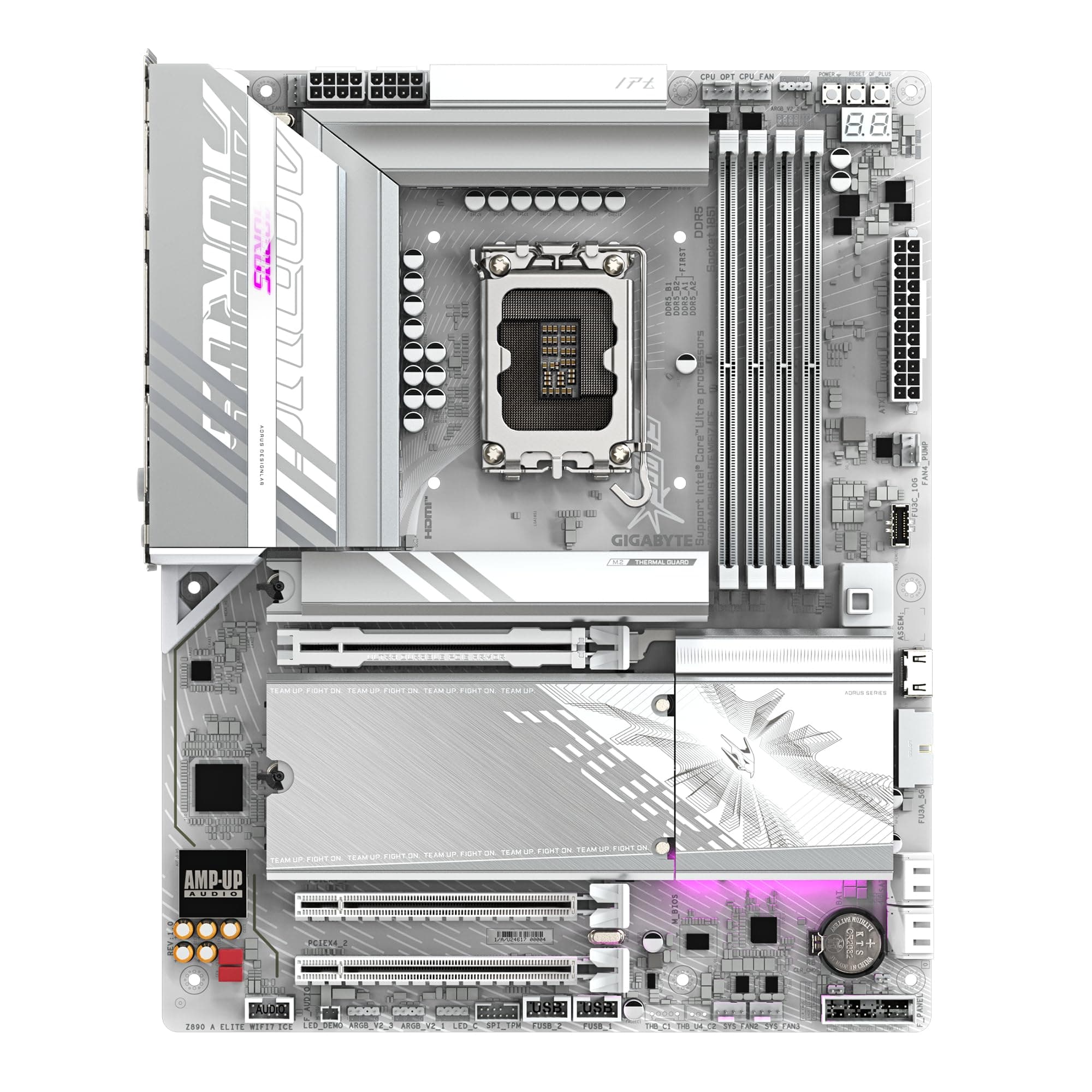 GIGABYTE Z890 AORUS Elite WIFI7 Ice Motherboard - Unterstützt Intel Core Ultra (Serie 2) CPUs, 16+1+2 Phasen VRM, bis zu 8800MHz DDR5 (OC), 1xPCIe 5.0 + 3xPCIe 4.0, Wi-Fi 7, 2.5GbE LAN Bild 3