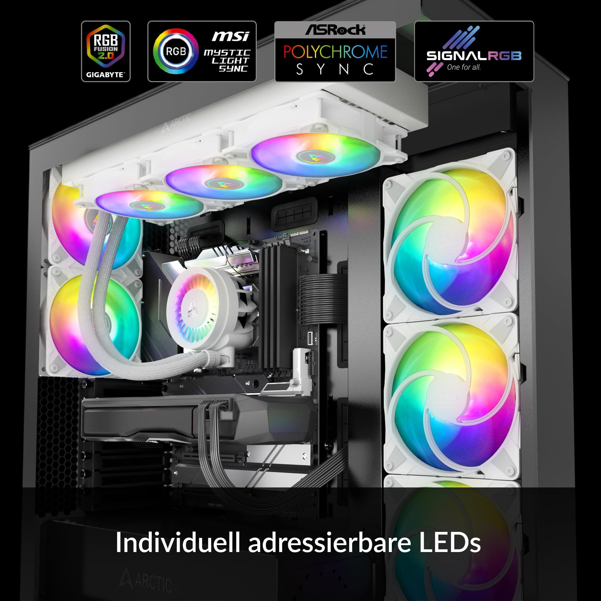 ARCTIC Liquid Freezer III 420 A-RGB - Wasserkühlung PC, AIO CPU Wasserkühler, Intel & AMD, effiziente PWM-gesteuerte Pumpe, Lüfter: 200–1900 rpm, LGA1851 und LGA1700 Contact Frame - Weiß weiß Liquid Freezer III 420 A-RGB Bild 8