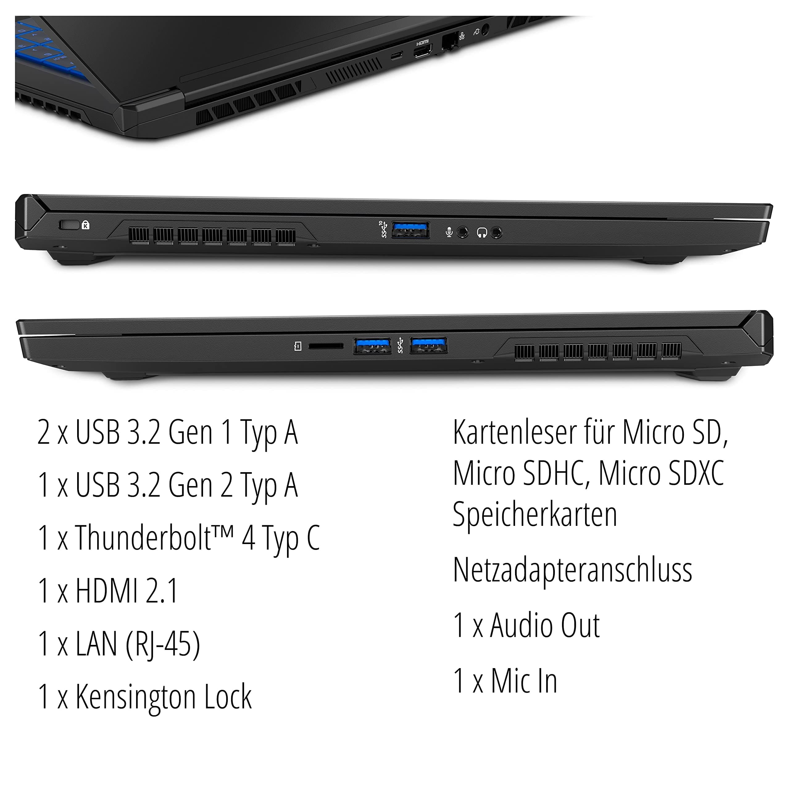 ERAZER Beast X30 43,9 cm (17,3 Zoll 100% sRGB 165Hz) QHD Gaming Notebook (Intel Core i7-12700H, 32GB DDR5 RAM, 2TB PCIe SSD, GeForce RTX 3070 Ti 8GB GDDR6 VRAM, Win 11 Home) Bild 6