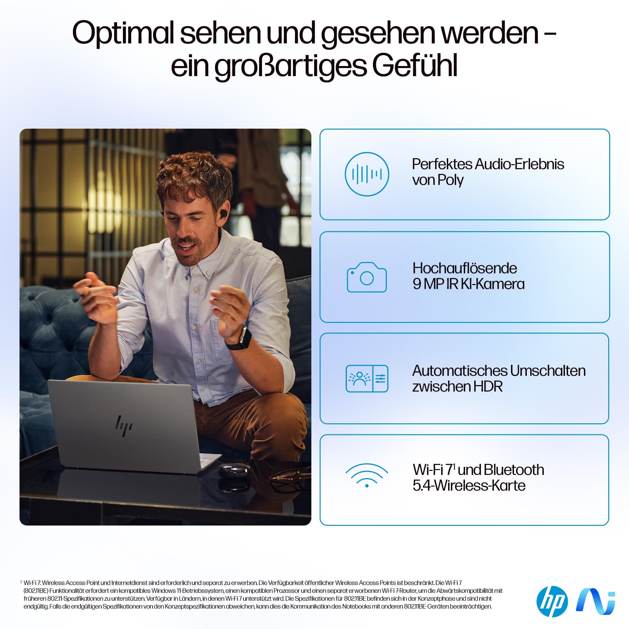 HP OmniBook Ultra Next Gen AI Laptop| AMD Ryzen AI 9 365 mit dedizierte NPU für KI | 50 NPU Tops | Copilot+ PC | 14" 2,8K Touchscreen 400 Nits | 16GB | 1TB SSD | Windows 11 Home | Silber AMD Ryzen AI 9 365 1 TB SSD Bild 8