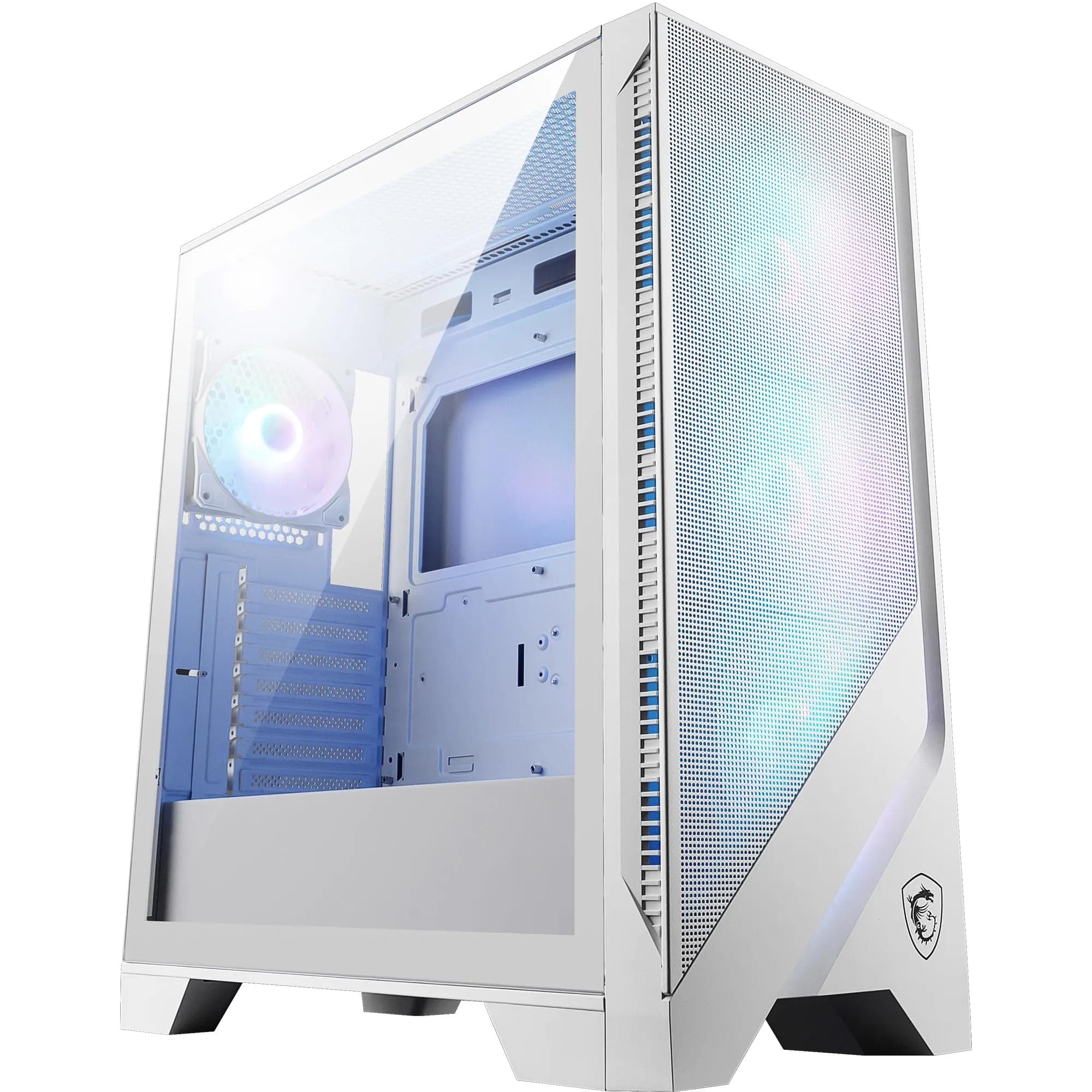 MSI MAG Forge 320R Airflow White Mid-Tower PC-Gehäuse - ATX-Kapazität, RTX 40 GPU-Unterstützung, ARGB-Lüfter, magnetische Staubfilter, gehärtetes Glas, 1-6 ARGB-Hub, USB 3.2 Generation 1 Typ-A Bild 2