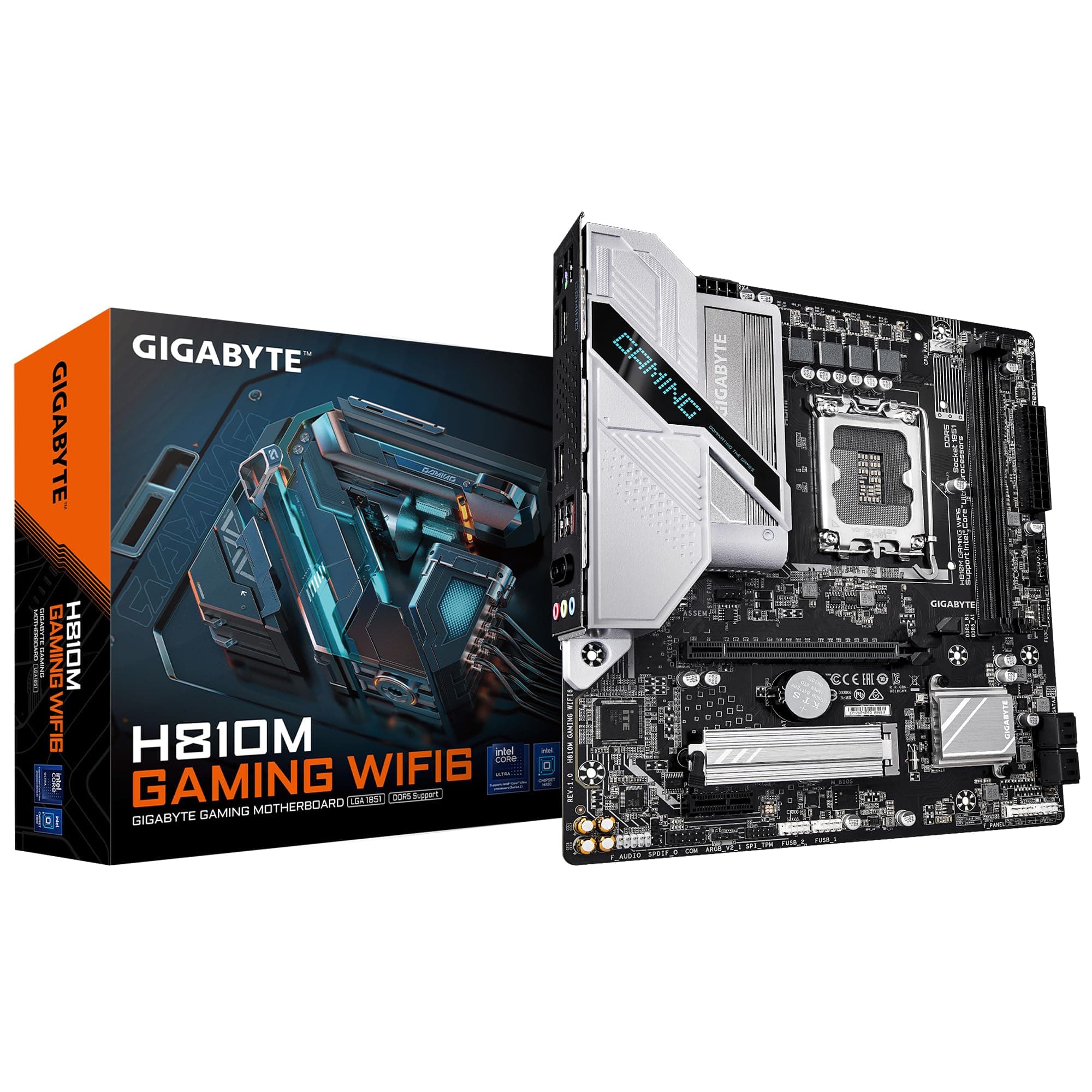 GIGABYTE H810M Gaming WIFI6 Mainboard – Intel Core Ultra (Serie 2) CPUs, 4+1+2 Phasen VRM, bis zu 6400 MHz DDR5, 1xPCIe 4.0 M.2, 2.5GbE LAN, WiFi 6, USB 3.2 Gen 1 Bild 2