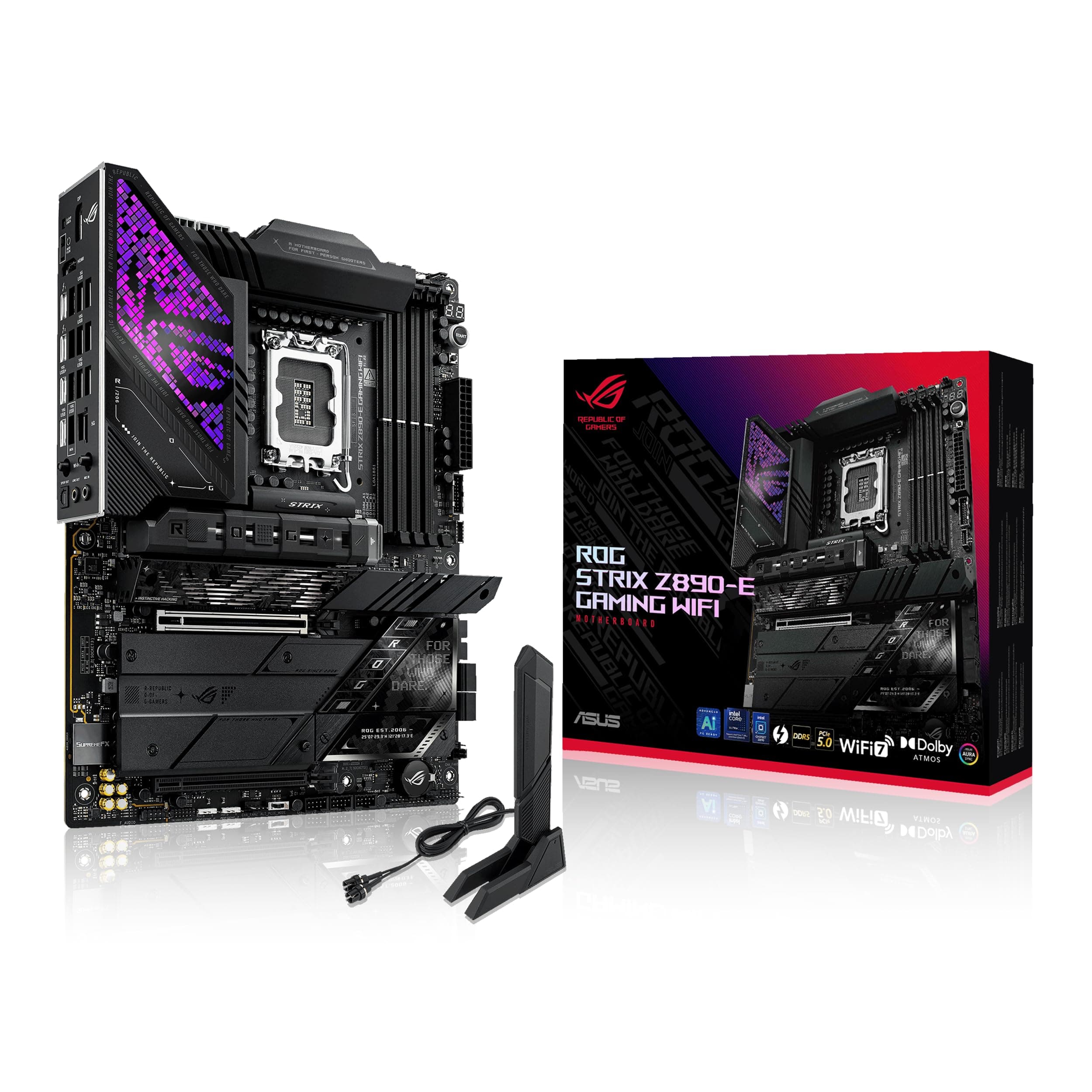 ASUS ROG Strix Z890-E Gaming WiFi Intel® Z890 LGA 1851 ATX Motherboard, Advanced AI PC-Ready, 18+2+1+2 Stufen, DDR5, WiFi 7, 7X M.2, Thunderbolt™ 4, USB Type-C®, AI Overclocking, Cooling & Networking Bild 2