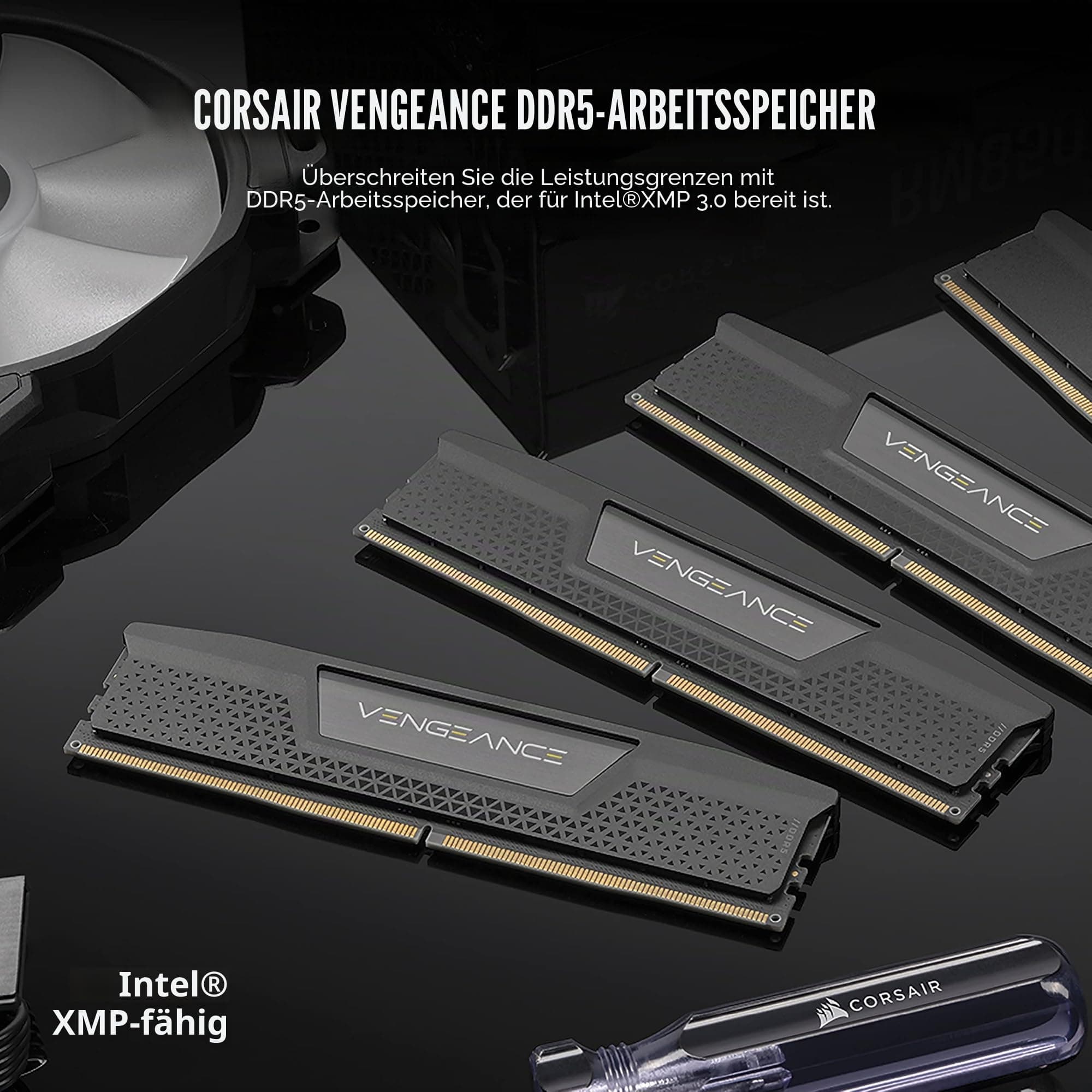 CORSAIR VENGEANCE DDR5 RAM 96GB (2x48GB) Bis zu 5600MHz CL40-40-40-77 1.25V Intel XMP 3.0 Desktop-Arbeitsspeicher – Schwarz (CMK96GX5M2B5600C40) 96GB (2x48GB) Schwarz Bild 3