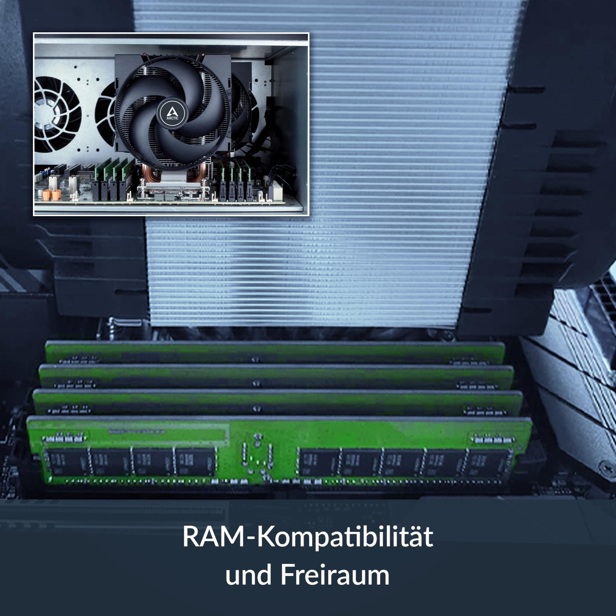 ARCTIC Freezer 4U-SP5 - Server CPU Kühler für AMD SP5, 4U & UP, AMD EPYC, 2 x 120 mm Lüfter, 300–3300 rpm, 4-poliger PWM-Anschluss, 10 Heatpipes, LGA6096 Bild 5
