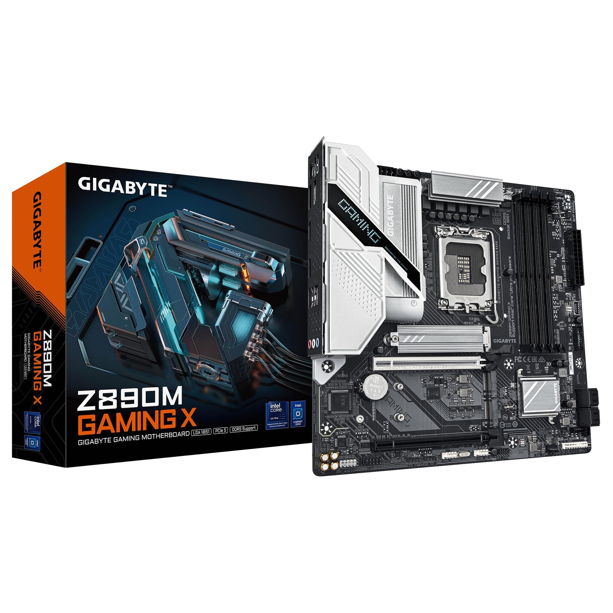 GIGABYTE Z890M Gaming X Motherboard - Unterstützt Intel Core Ultra (Serie 2) CPUs, 8+1+2 Phasen VRM, bis zu 8800MHz DDR5 (OC), 1xPCIe 5.0 + 2xPCIe 4.0, 2.5GbE LAN, USB 3.2 Gen 1 Bild 2