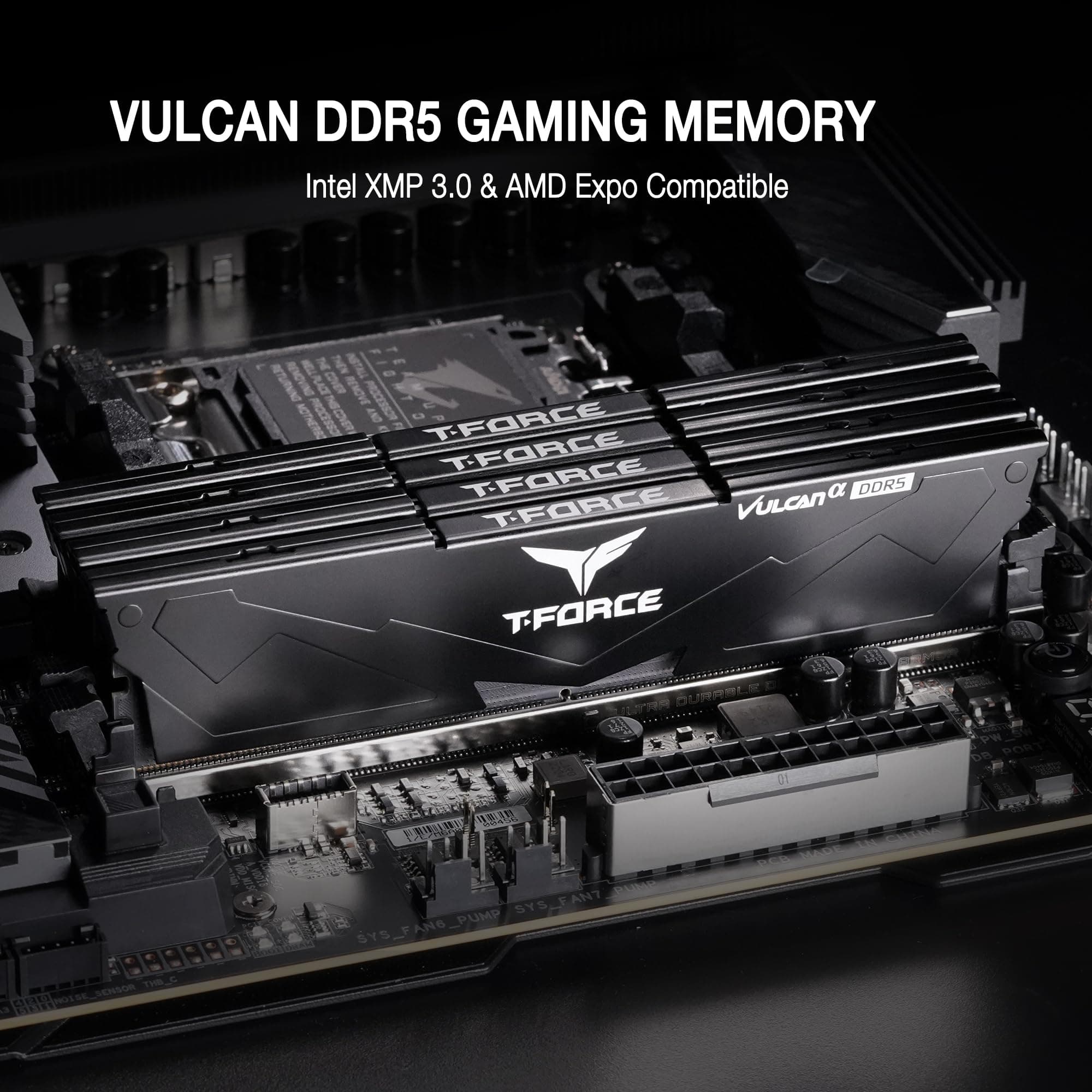 TEAMGROUP T-Force FLABD564G6000HC38JDC01 Vulcan Alpha DDR5 Ram 64GB Kit (2x32GB) 6000MHz (PC5-48000) CL38 Desktop-Speichermodul RAM AMD optimierter Speicher, Schwarz Bild 3