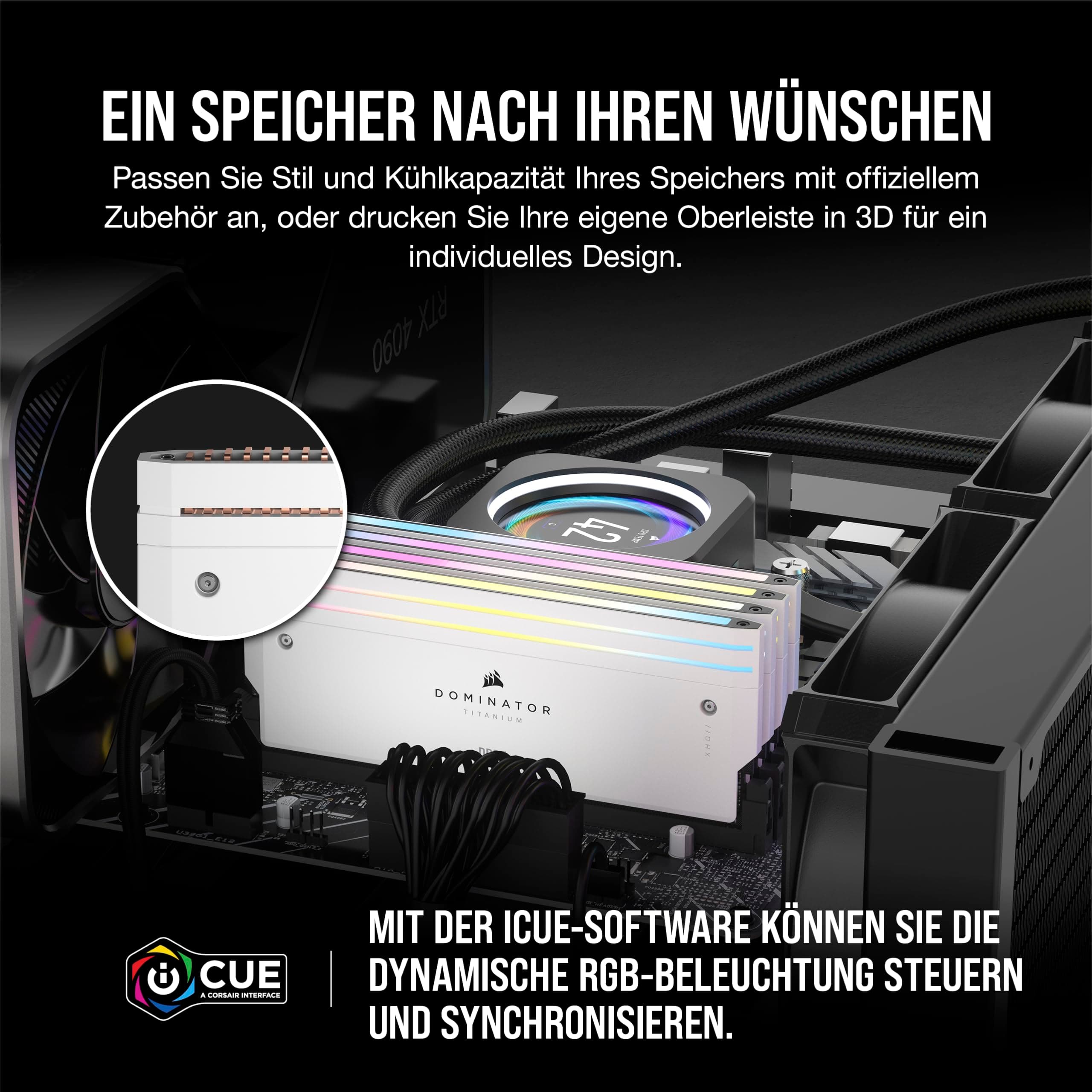 CORSAIR Dominator Titanium RGB DDR5 RAM 96GB (2x48GB) Bis zu 6400MHz CL32 Intel XMP 3.0 Desktop-Arbeitsspeicher – Weiß (CMP96GX5M2B6400C32W) 96GB (2x48GB) Weiß Bild 7