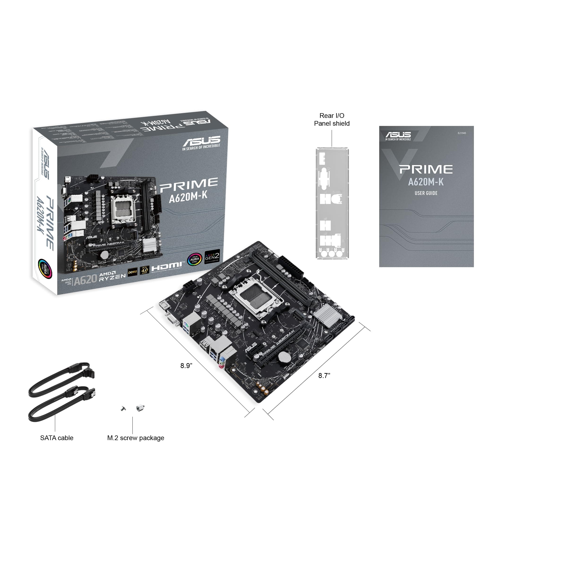 ASUS Prime A620M-K Mainboard Sockel AMD A620 (Ryzen 7000, Micro-ATX, DDR5 Speicher, PCIe 4.0, BIOS Flashback, USB 3.2 Gen 2, Aura Sync) Bild 7