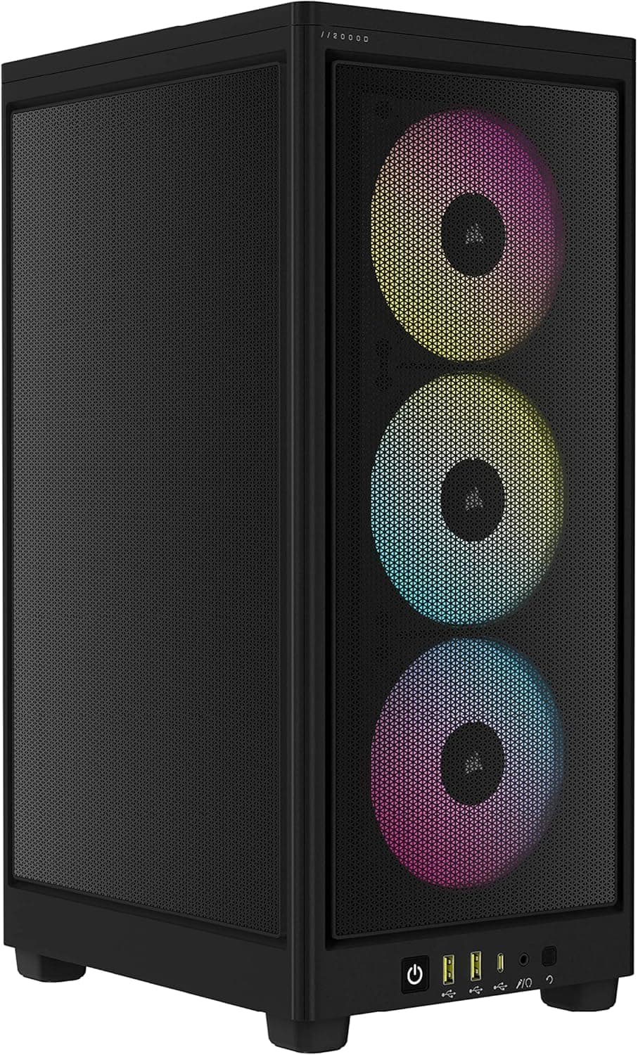 Corsair iCUE 2000D RGB Airflow PC-Gehäuse Mini ITX – Form Mini-ITX – Platten aus Stahl – 3 x Slim AF120 RGB inklusive – iCUE Lighting Node Core Controller – Schwarz Schwarz RGB Airflow
