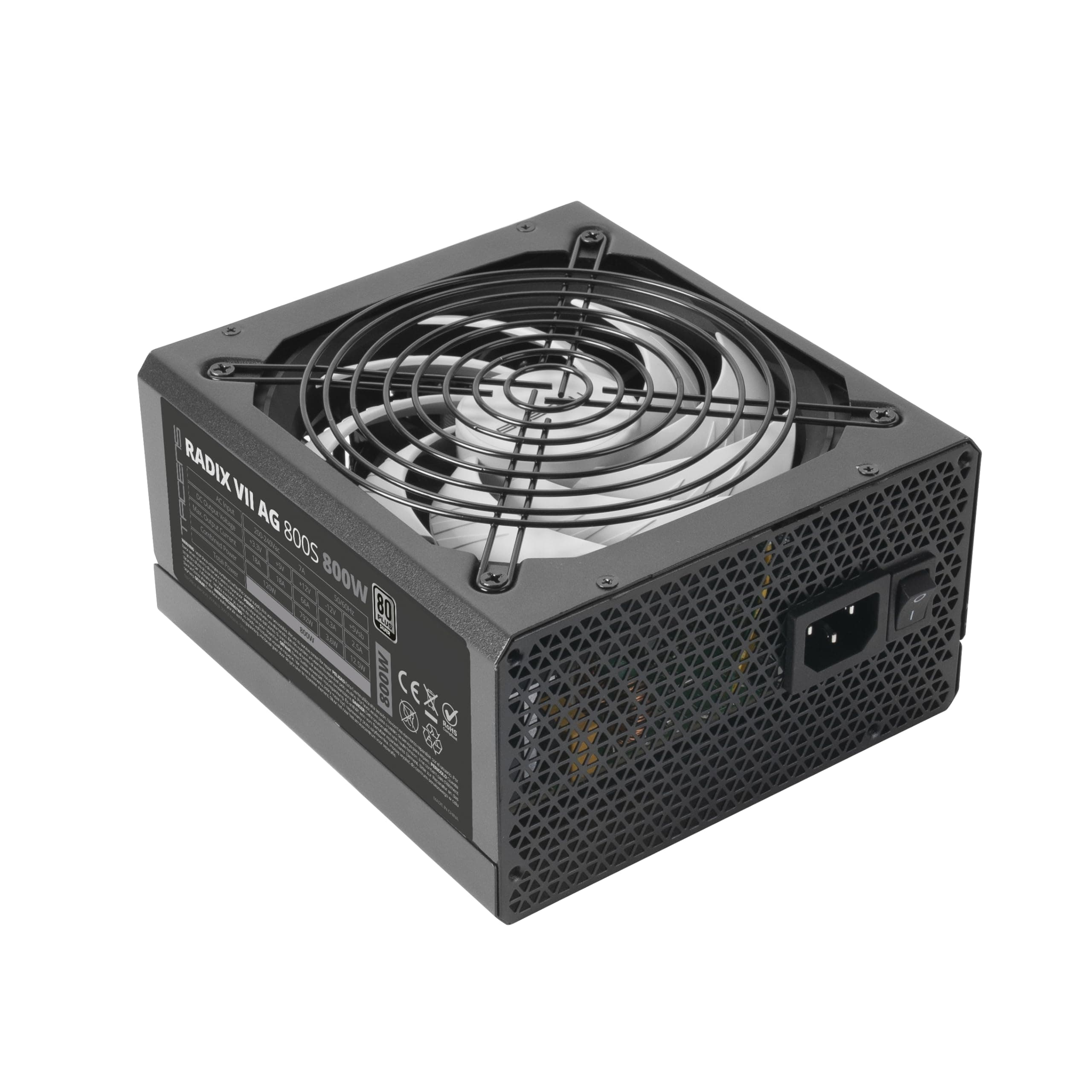 Tacens Radix VII AG 800S, 800W ATX PSU, 10 Jahre Garantie, 80Plus Silber, 87% Effizienz, SMD- und DC-DC-Technologien, AI-RPM 140mm FDB-Lüfter, TK 105º Japanische Kondensatoren, Schwarz Bild 2