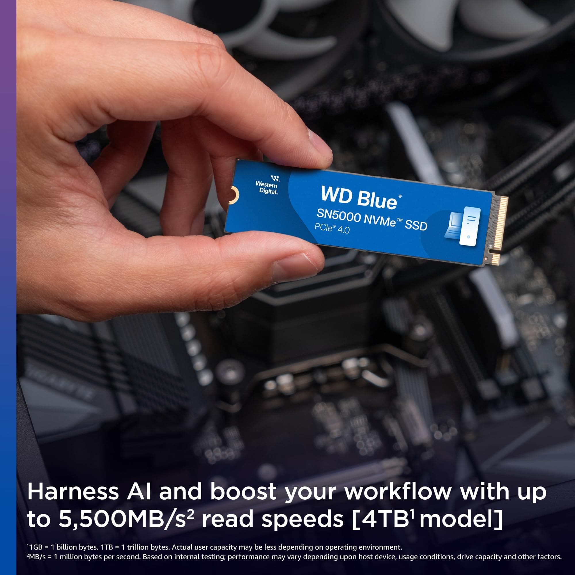 WD Blue SN5000 NVMe SSD 2 TB interne SSD (Geschwindigkeiten von bis zu 5.150 MB/s/4.850 MB/s Lesen/Schreiben, 900 TBW, Western Digital nCache 4.0, Acronis True Image for Western Digital) Bild 4