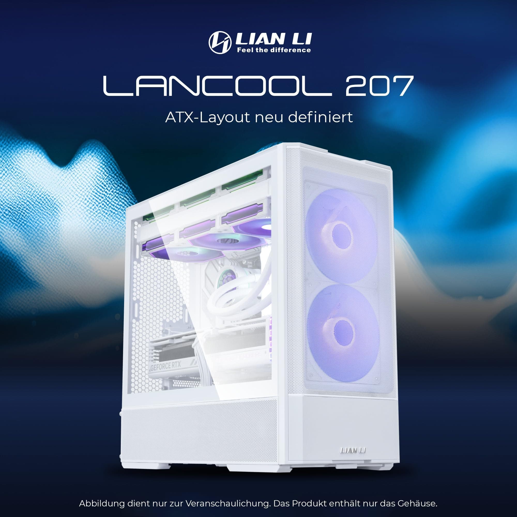 Lian Li LANCOOL 207 Gaming PC Gehäuse ATX Weiß - Midi Tower PC Gehäuse mit RGB-Beleuchtung, Grafikkarten bis 375 mm, bis zu 360 mm Radiator, White Case Stahl, Gehärtetes Glas Bild 3