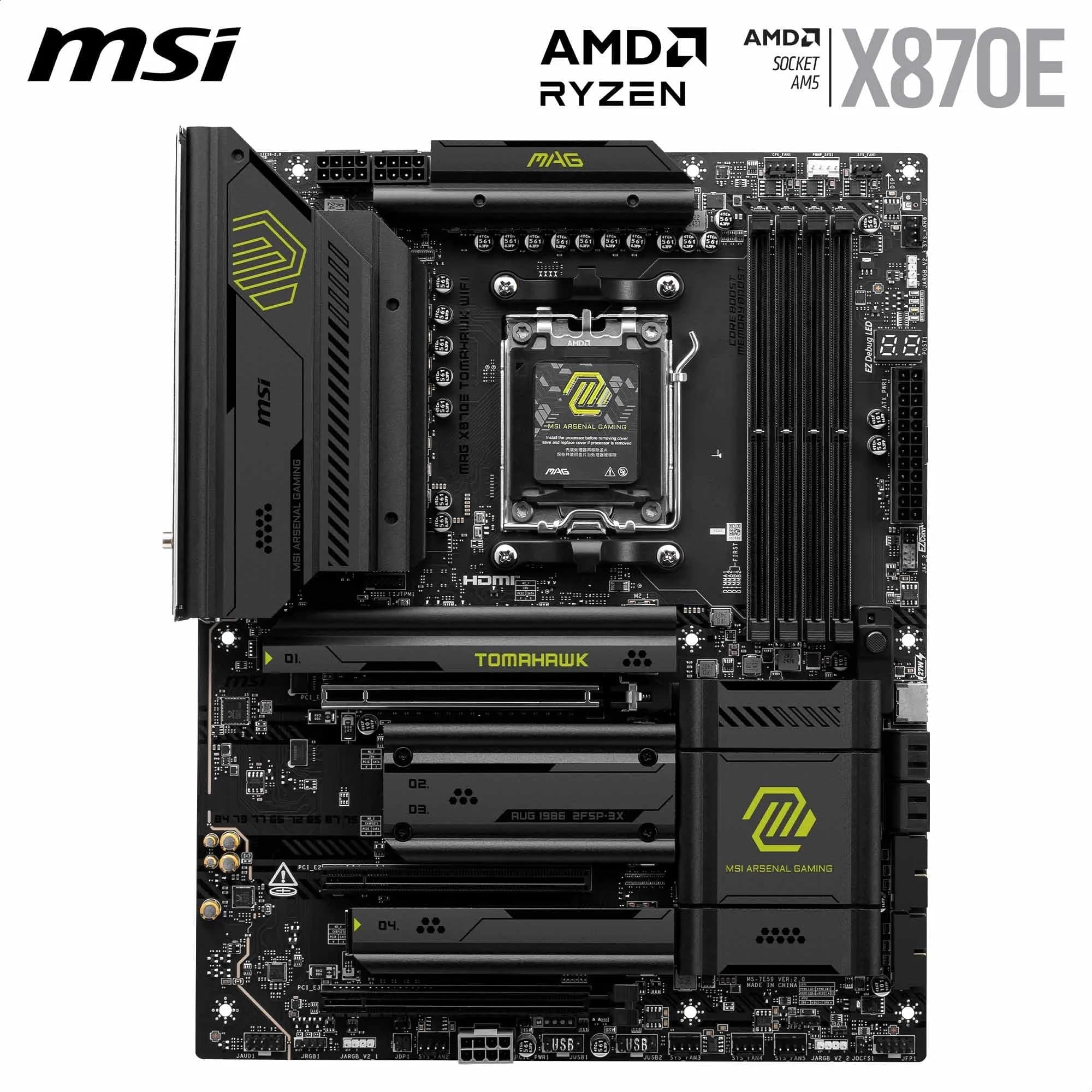 MSI MAG X870E Tomahawk WiFi Mainboard, ATX - Unterstützt AMD Ryzen 9000/8000 / 7000 Prozessoren, AM5-80A SPS VRM, DDR5 Memory Boost 8400+ MT/s (OC), PCIe 5.0 x16, M.2 Gen5, Wi-Fi 7, 5G LAN Bild 3