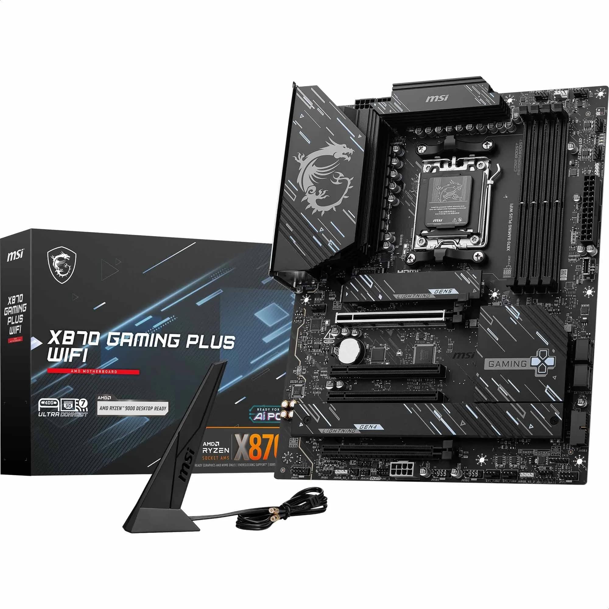MSI X870 Gaming Plus WiFi Mainboard, ATX - Unterstützt AMD Ryzen 9000/8000/7000 Prozessoren, AM5-14+2+1 Duet Rail System, DDR5 8200+MT/s (OC), PCIe 5.0 x16 & 4.0 x16, M.2 Gen5, Wi-Fi 7, 5G LAN Bild 2