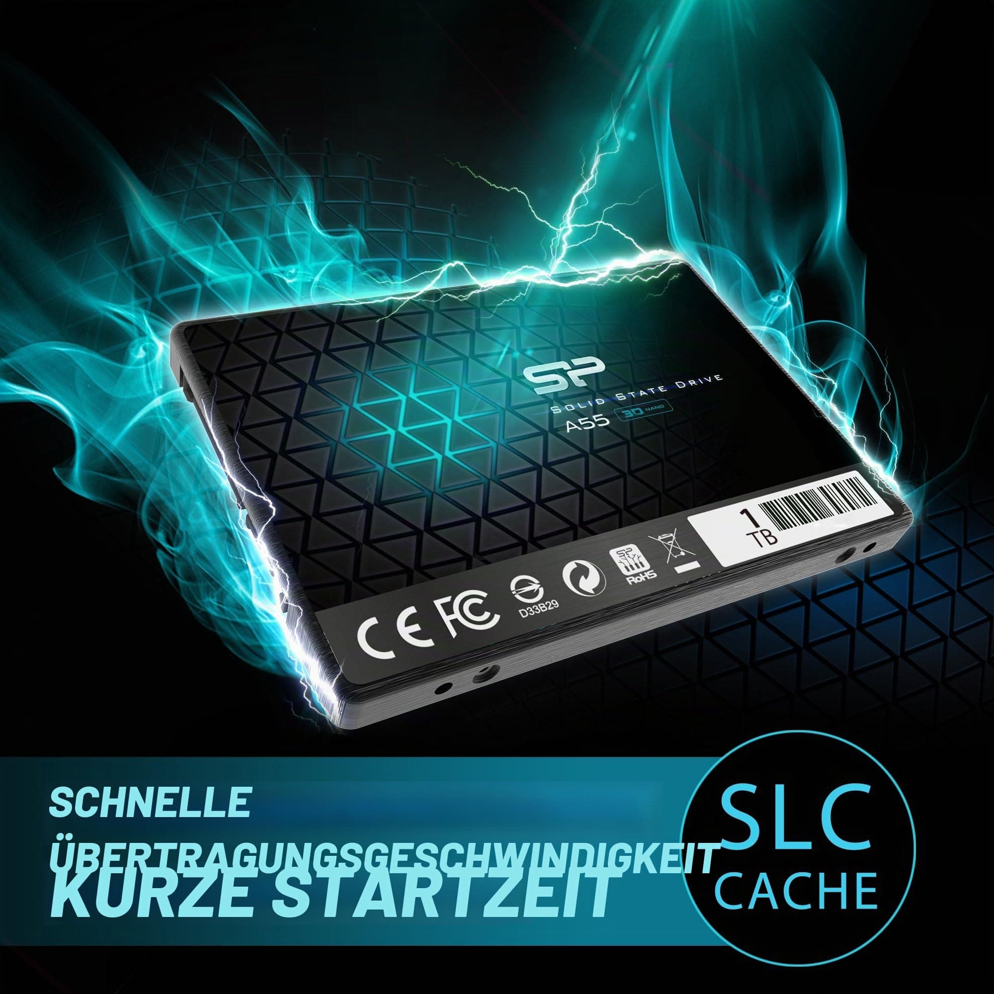 Silicon Power SSD 1TB 3D NAND A55 SLC Cache Performance Boost 2,5 Zoll SATA III 7mm (0,28") Interne SSD, Festkörper-Laufwerk 1 Pack 1TB Bild 5