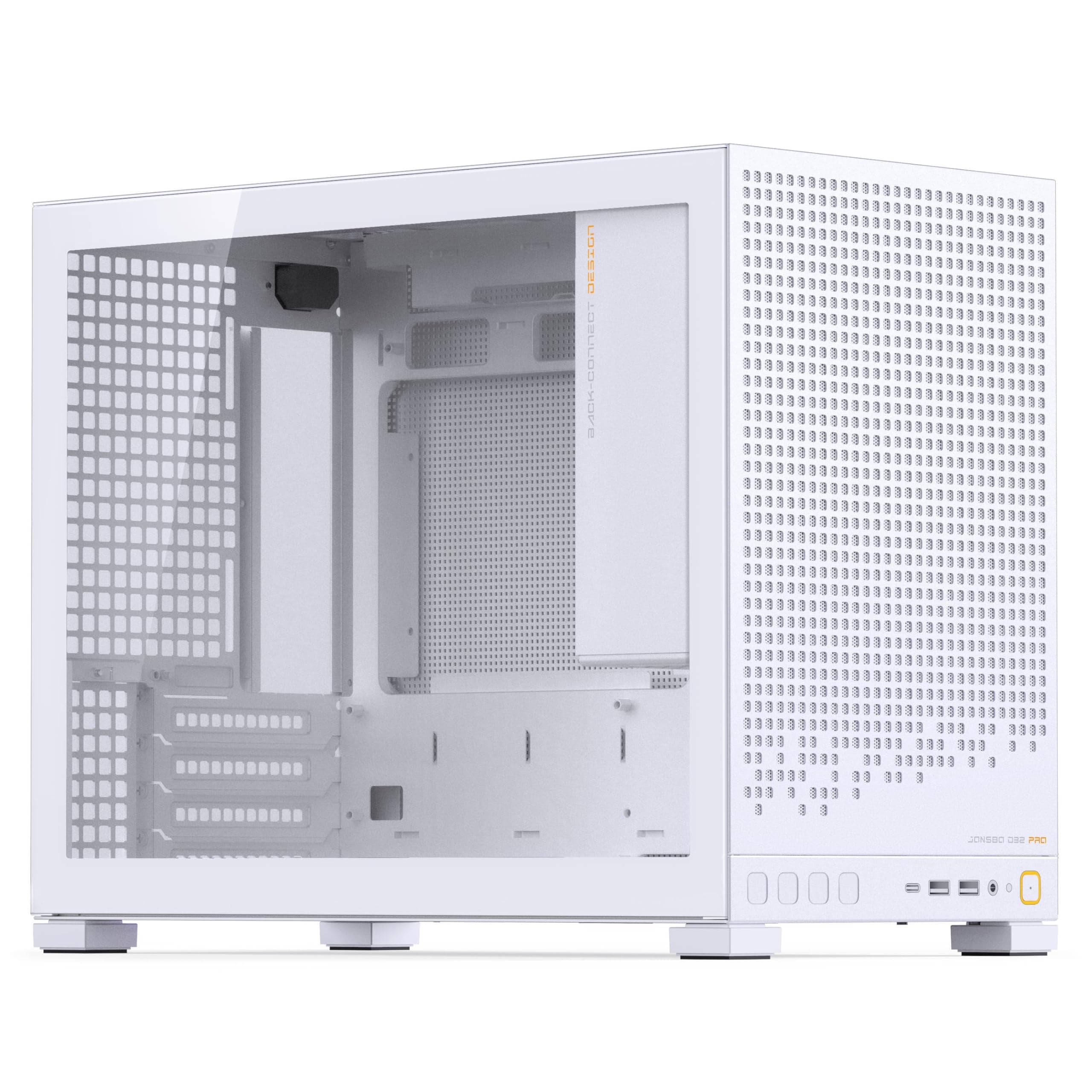 Jonsbo D32 PRO PC-Gehäuse Weiß – Kompaktes mATX-Case mit Back-Connect-Support, Tempered Glass, Staubfiltern & High-End-Kühlung Weiß Tempered Glass