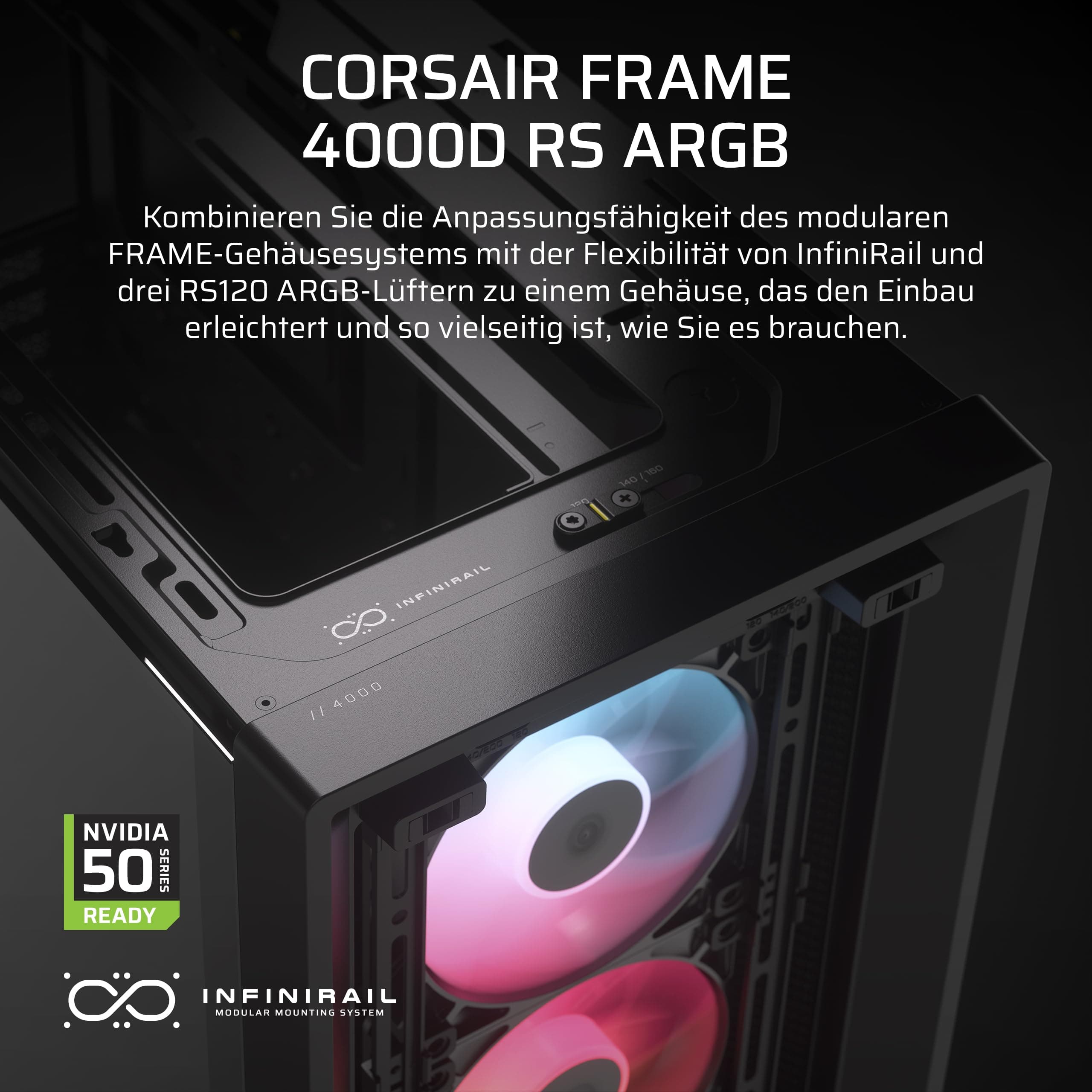 CORSAIR Frame 4000D RS ARGB Modulares Mid-Tower ATX PC-Gehäuse – Schwarz Bild 4