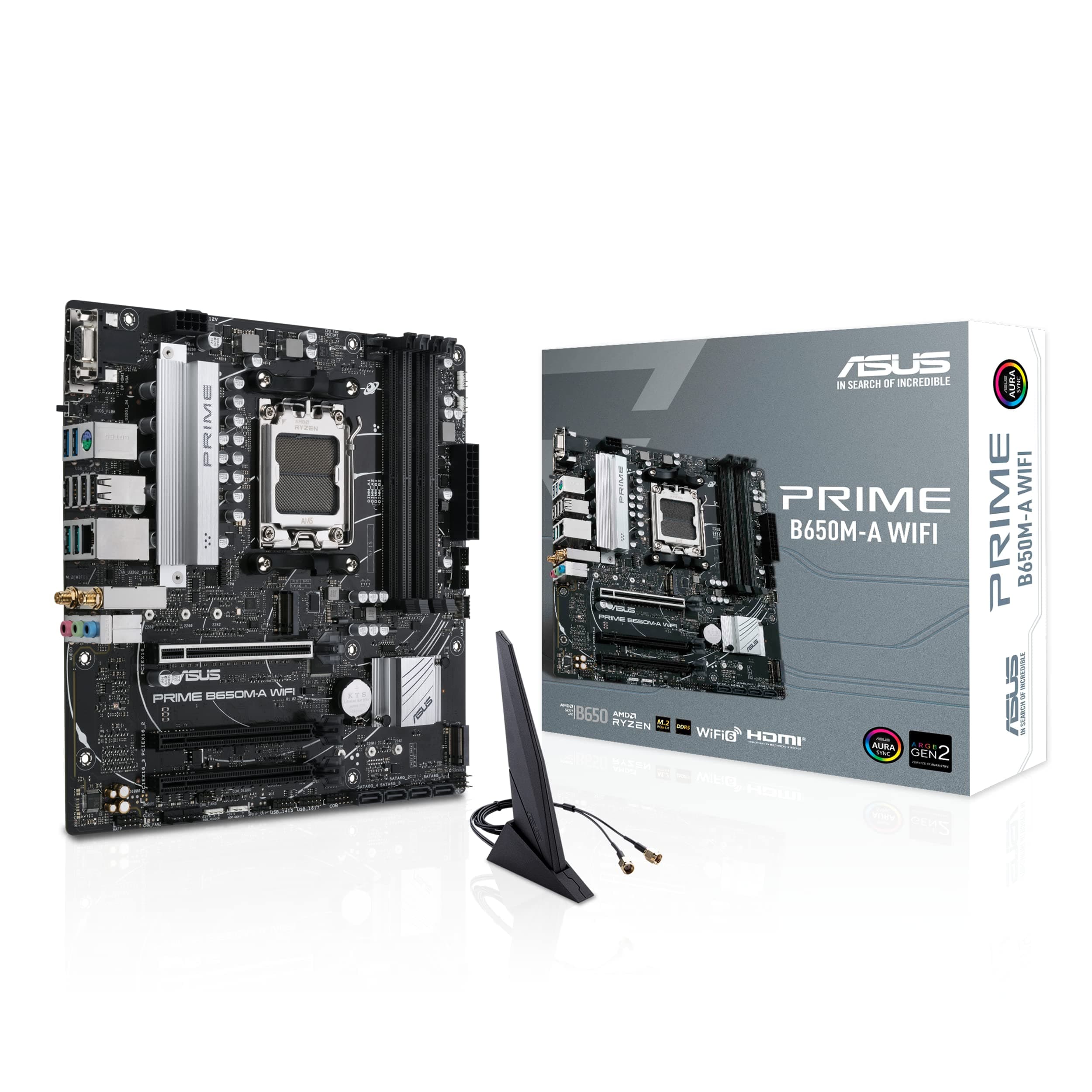 ASUS Prime B650M-A WIFI Gaming Mainboard Sockel AMD AM5 (Ryzen 7000, micro-ATX, DDR5 Speicher, PCIe 5.0, WiFi 6, BIOS Flashback, USB 3.2 Gen 2, Aura Sync) Bild 2