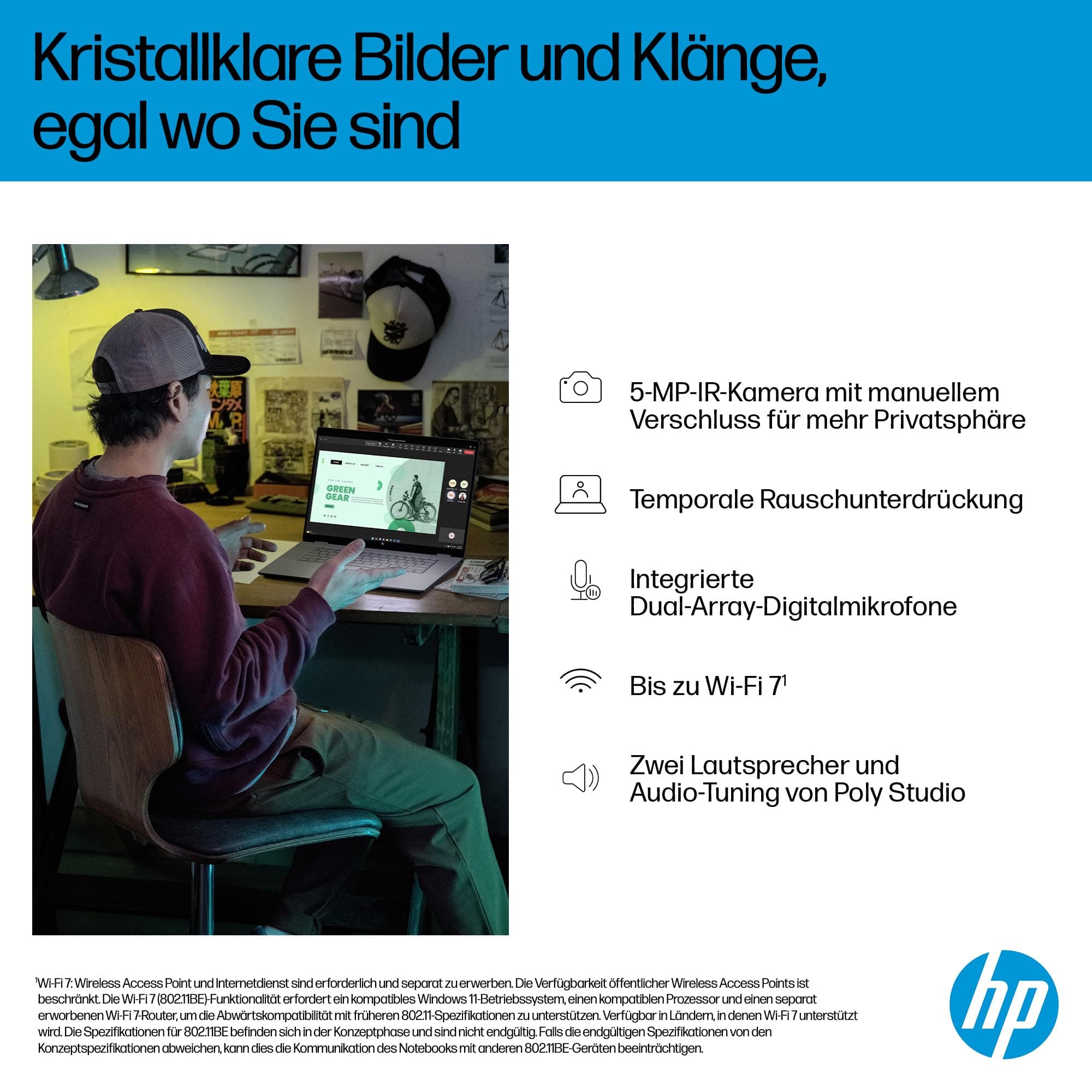 HP OmniBook X Flip 2in1 Next Gen AI Laptop | AMD Ryzen AI 5 340 (6C) | dedizierte NPU für KI | 50 NPU Tops | Copilot+ PC | 16" WUXGA 1920x1200 Touchscreen | 16GB | 512GB SSD | Win11 | QWERTZ | Silber AMD Ryzen AI 5 340 512 GB SSD Bild 6