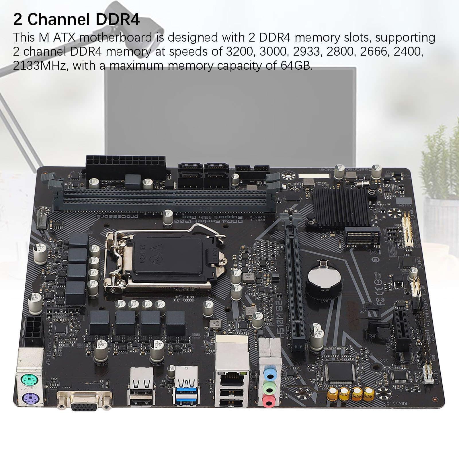 H510M Computer Motherboard, 2 DDR4 DIMM M ATX PCI E 4.0 Desktop Motherboard für LGA 1200, für Core 11. 10. Gen, 1x PCIE X16, 4X SATA III, 1x M.2, VGA, USB 2.0 Bild 7