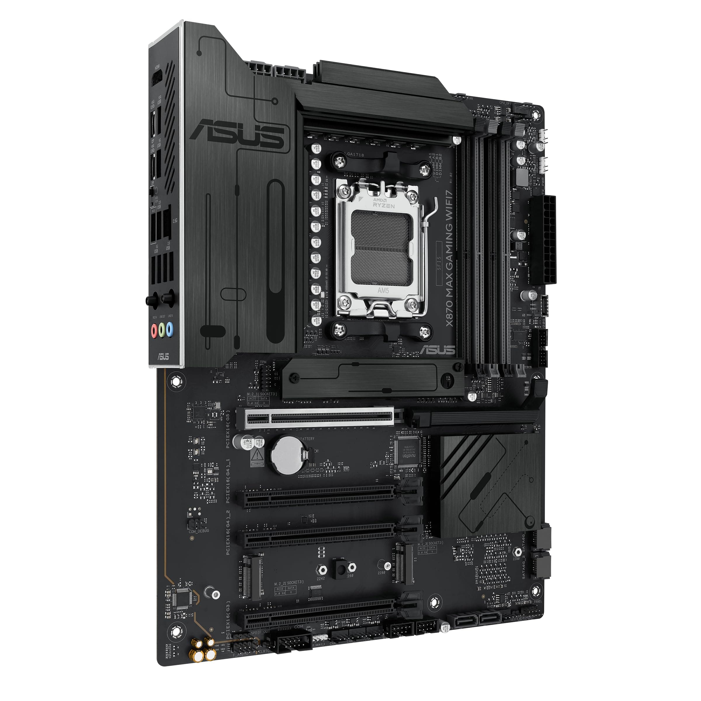 ASUS X870 MAX Gaming WIFI7 Mainboard Sockel AMD AM5 (Ryzen 9000, ATX, DDR5 Speicher, PCIe 5.0, WiFi 7, Aura Sync, PCIe Slot Q-Release, CEC Tier II) Bild 3