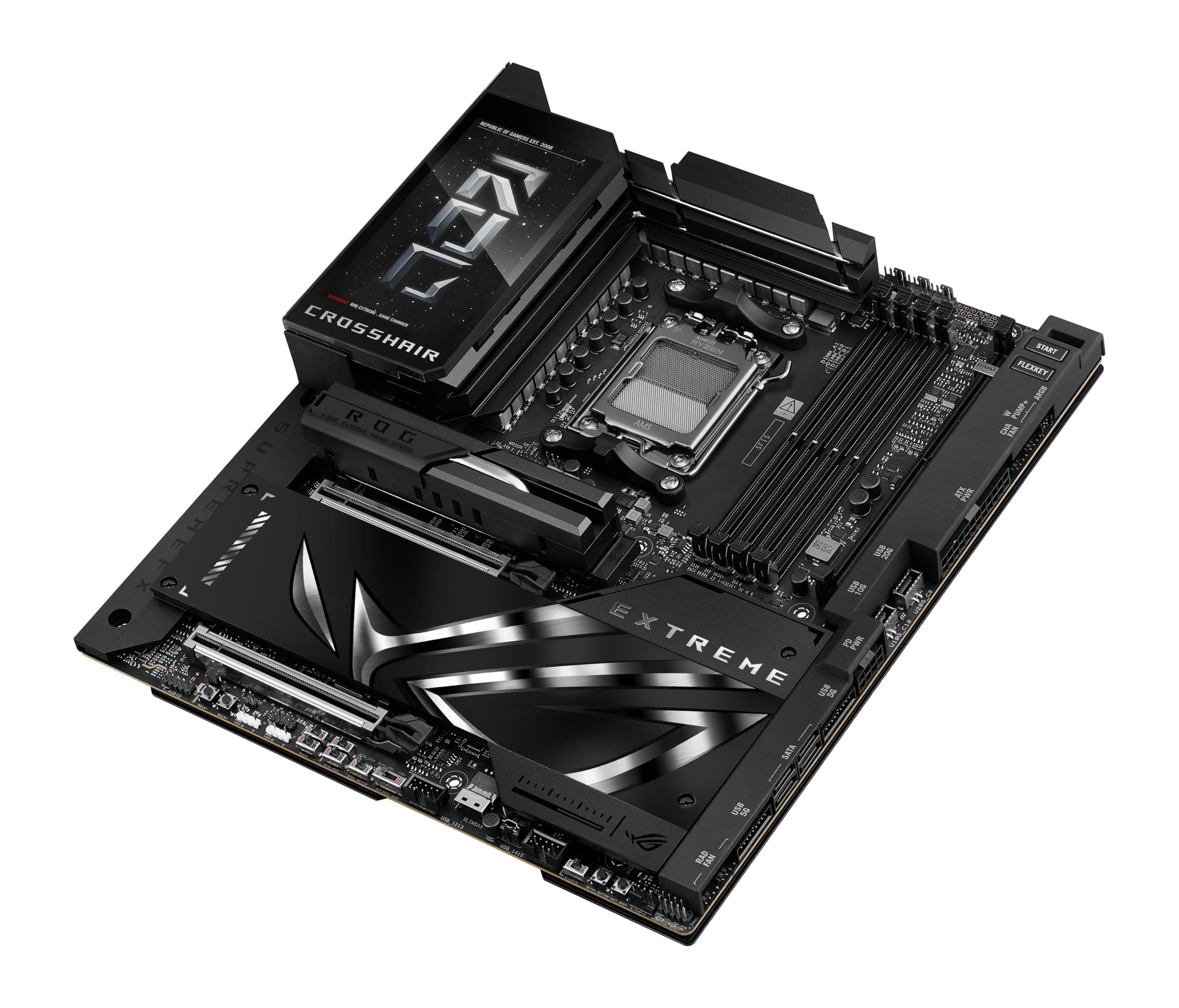 ASUS ROG Crosshair X870E Extreme AMD X870E AM5 E-ATX Gaming Motherboard - 20+2+2 Leistungsstufen, DDR5, PCIe 5.0, 5X M.2, 5G & 10G LAN, Wi-Fi 7, USB4 Type-C, 5 Zoll LCD, AI Overclocking & Networking Bild 7