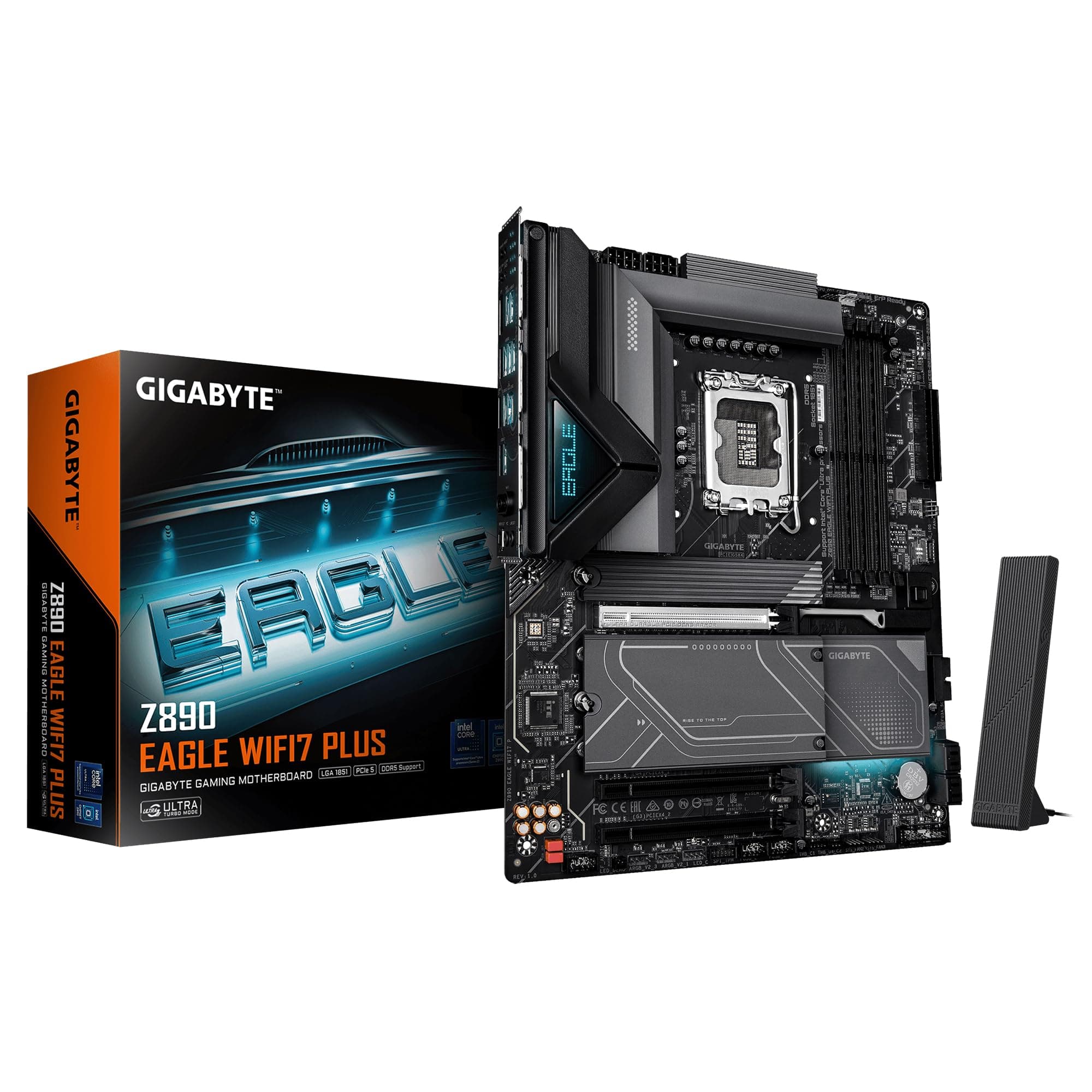 GIGABYTE Z890 Eagle WIFI7 Plus Mainboard – Unterstützt Intel Core Ultra (Serie 2) CPUs, 14+1+2-Phasen-VRM, bis zu 9466 MHz DDR5 (OC), 1× PCIe 5.0 + 3× PCIe 4.0, Wi-Fi 7, 2.5-GbE-LAN, USB 4 Bild 2